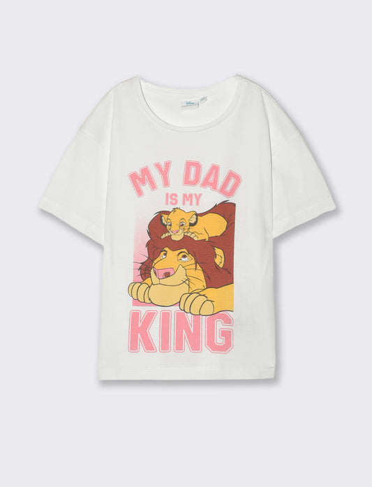 T-shirt Disney Il Re Leone da bambina - Bianco
