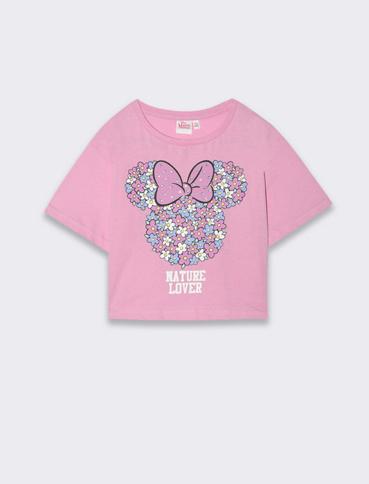 T-shirt con stampa Minnie da bambina - Rosa