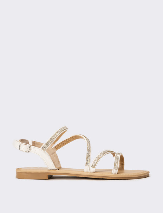 Sandalo da donna con strass - Bianco