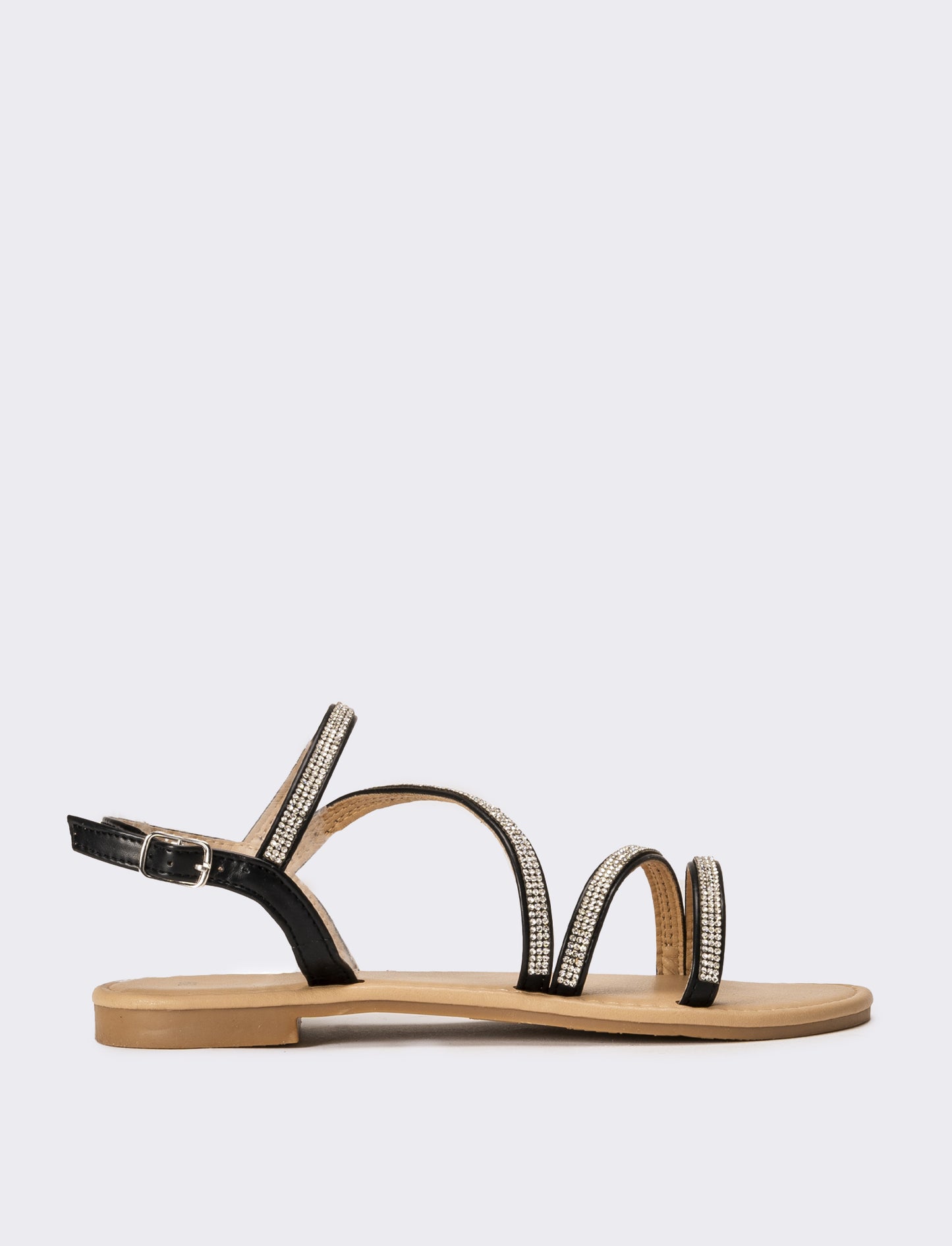Sandalo da donna con strass - Nero