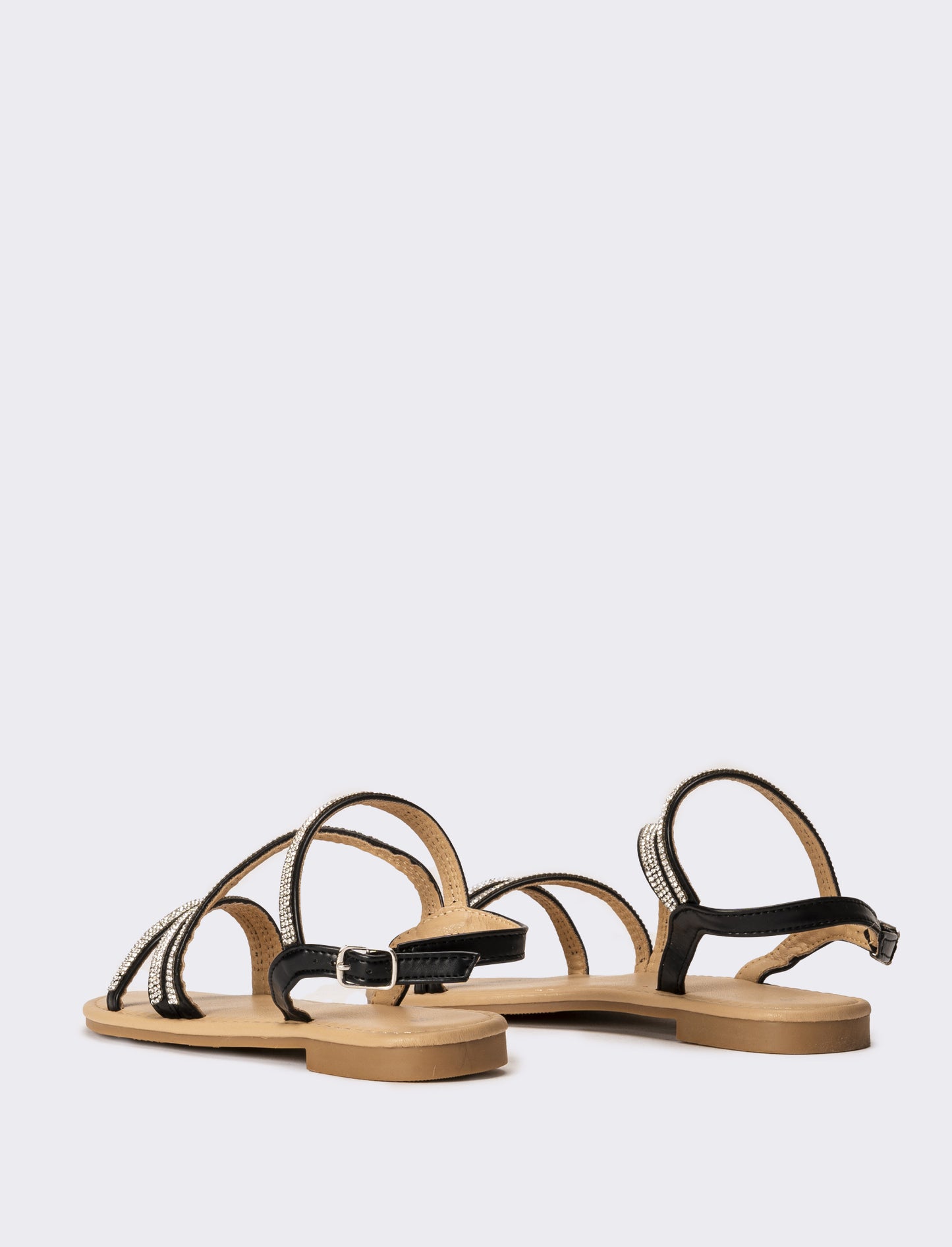 Sandalo da donna con strass - Nero