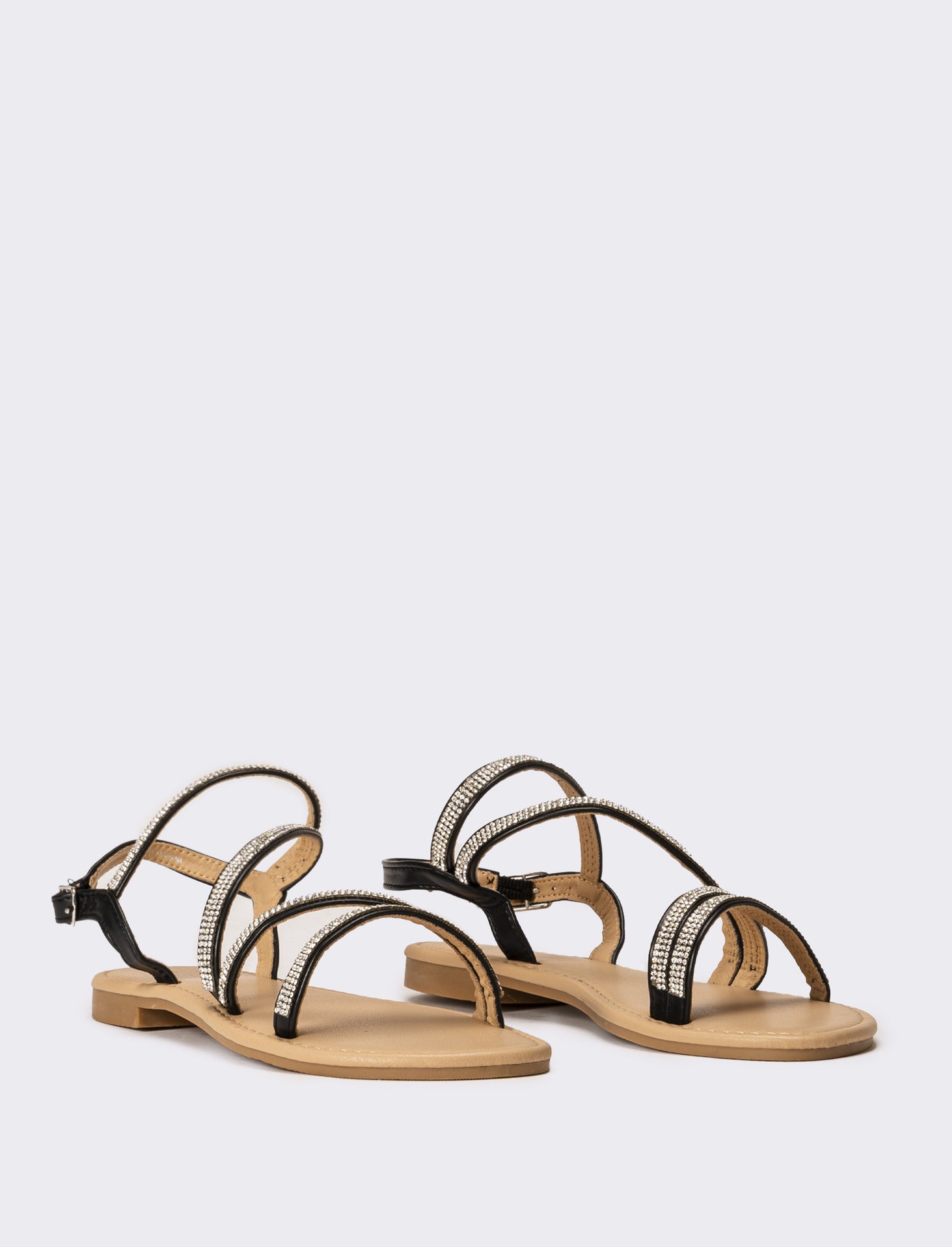 Sandalo da donna con strass - Nero