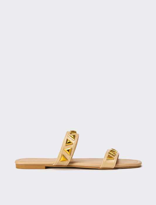 Mule da donna con borchie - Beige