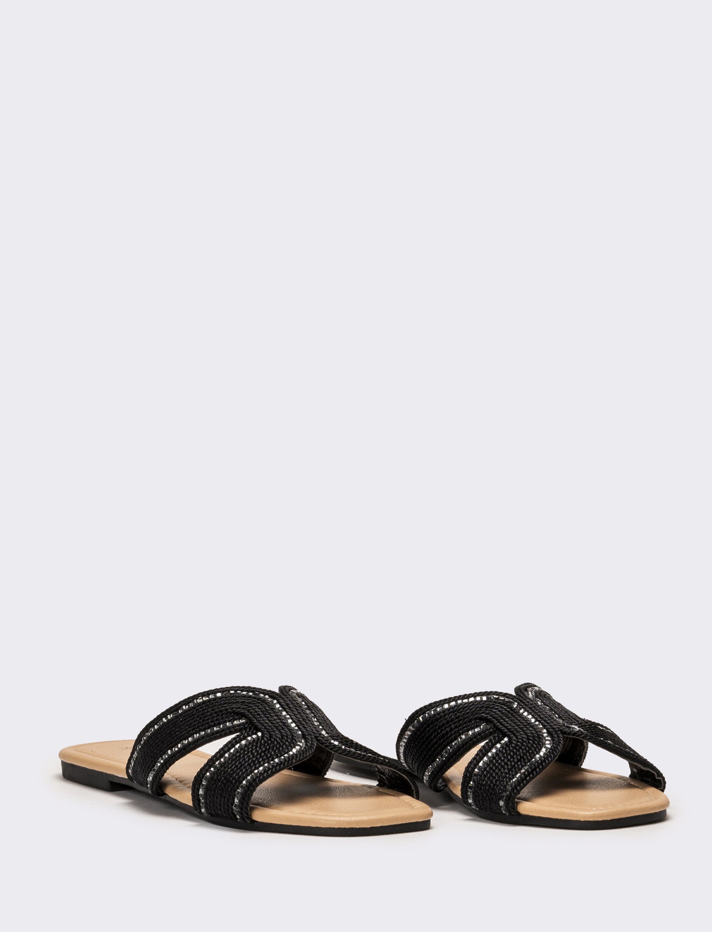 Mule da donna effetto corda - Nero