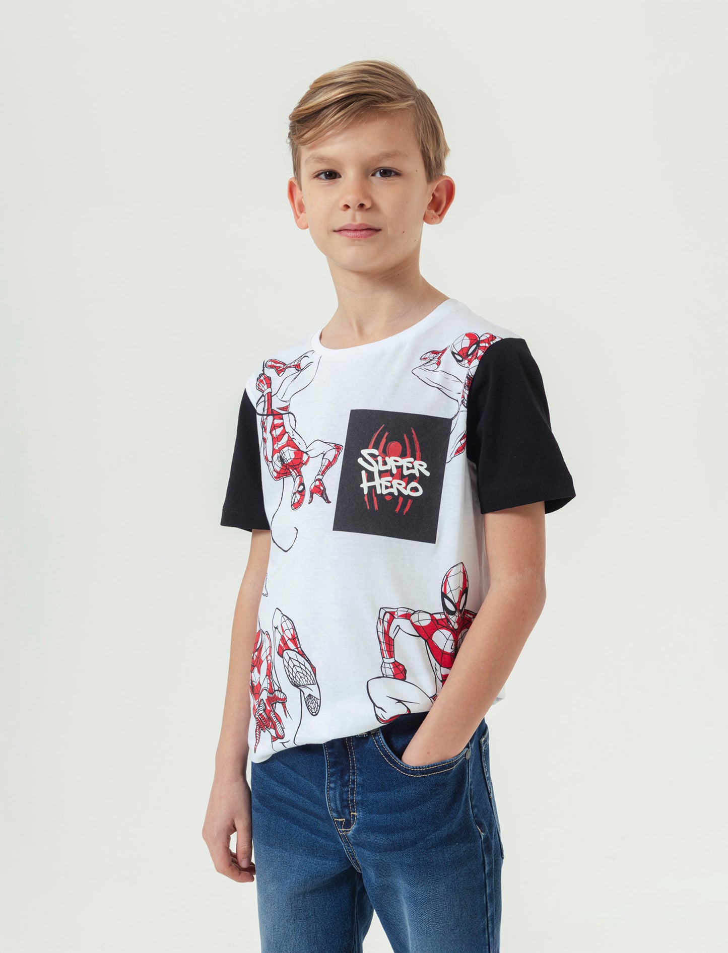 Maglietta stampata Marvel Spider-man da bambino - Bianco