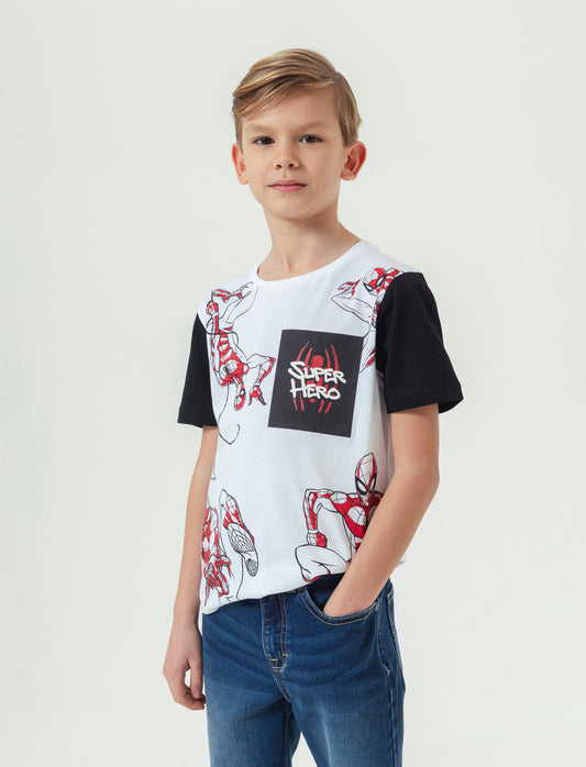 Maglietta stampata Marvel Spider-man da bambino - Bianco