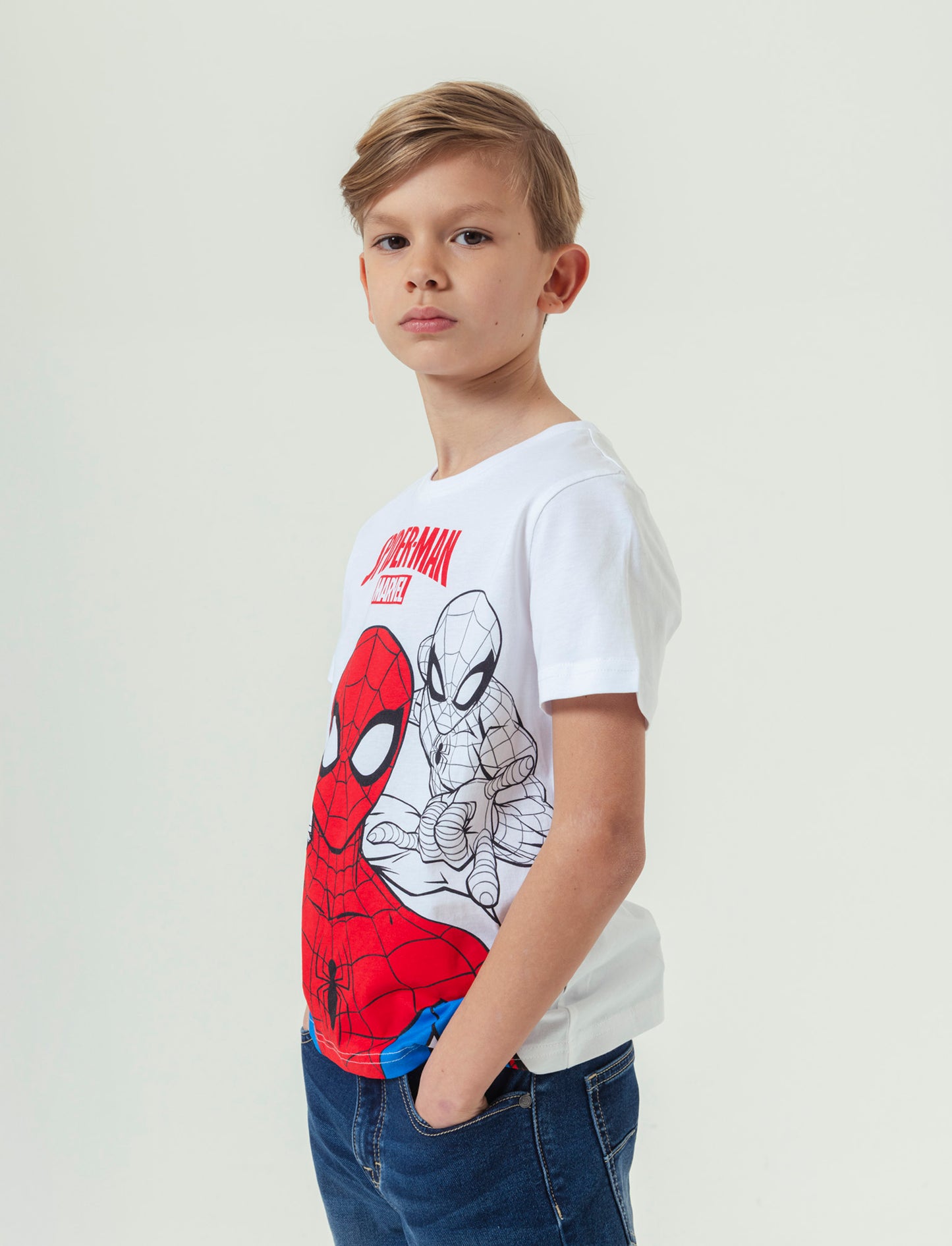 T-shirt girocollo Spiderman da bambino - Bianco