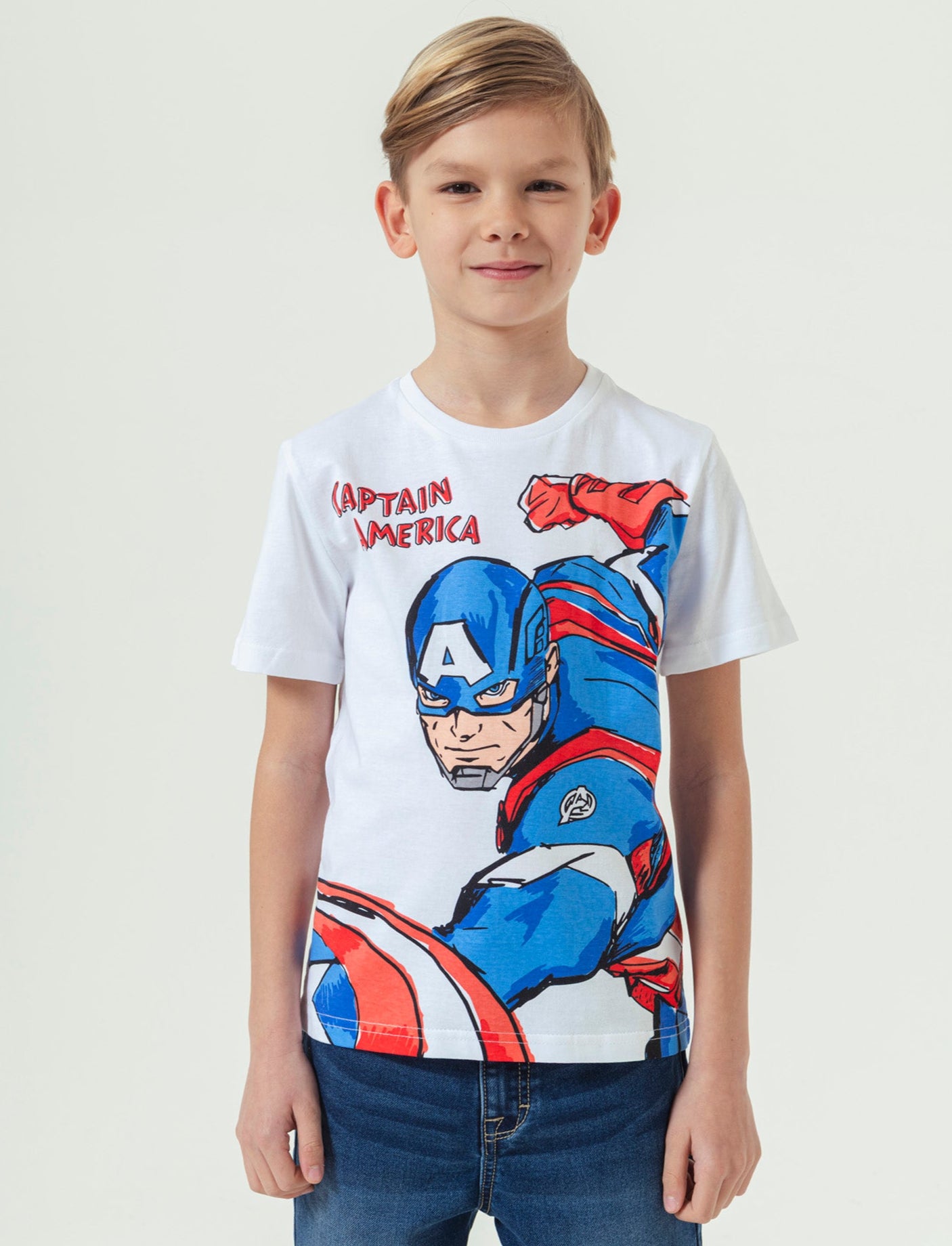 Maglietta con stampa Marvel da bambino - Bianco
