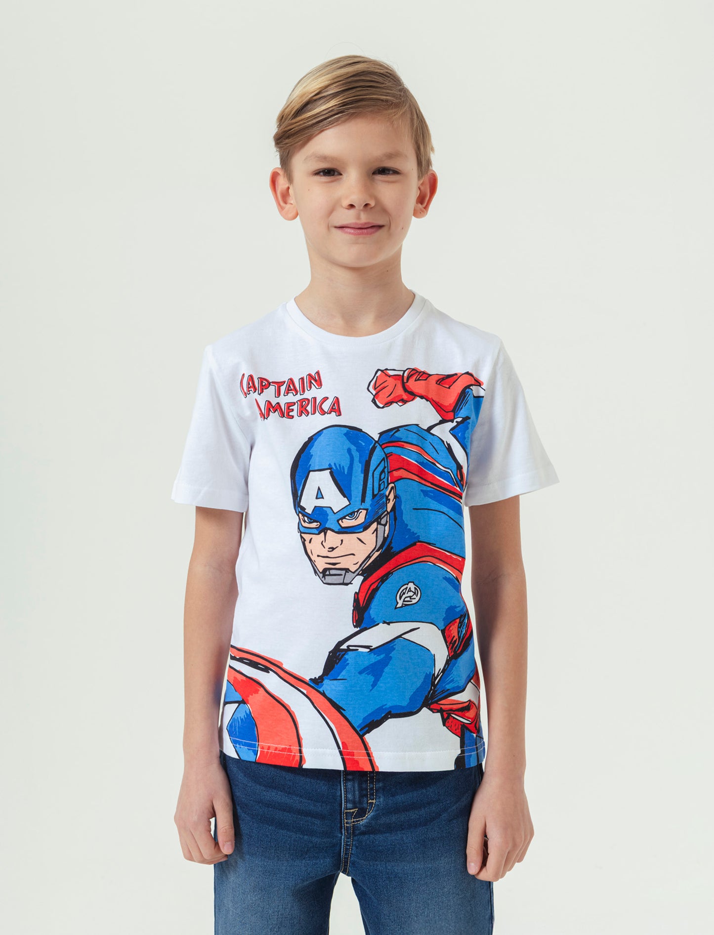 Maglietta con stampa Marvel da bambino - Bianco