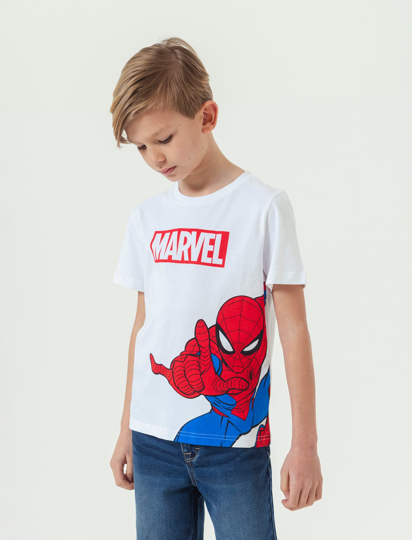 T-shirt stampata Marvel da bambino - Bianco