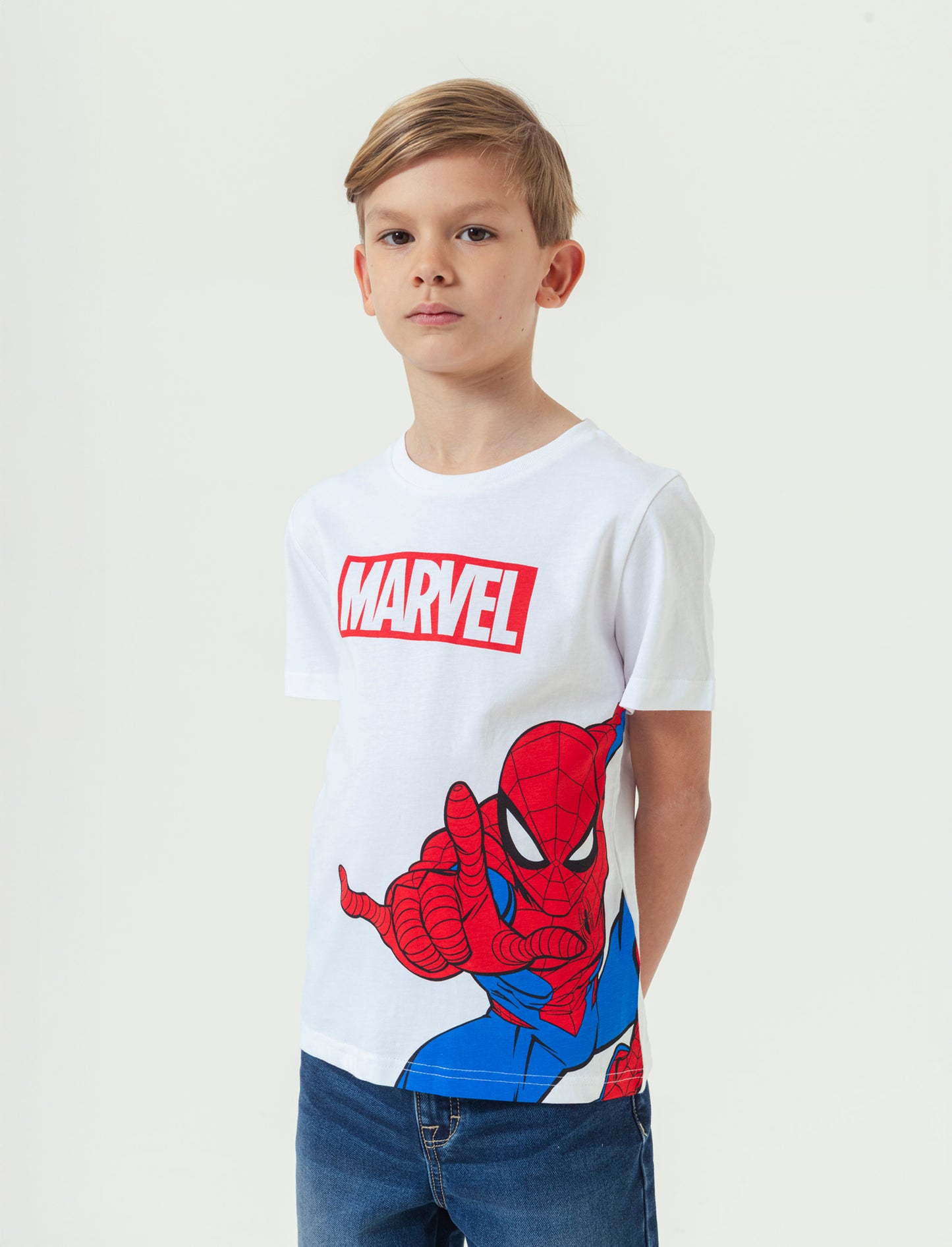 T-shirt stampata Marvel da bambino - Bianco