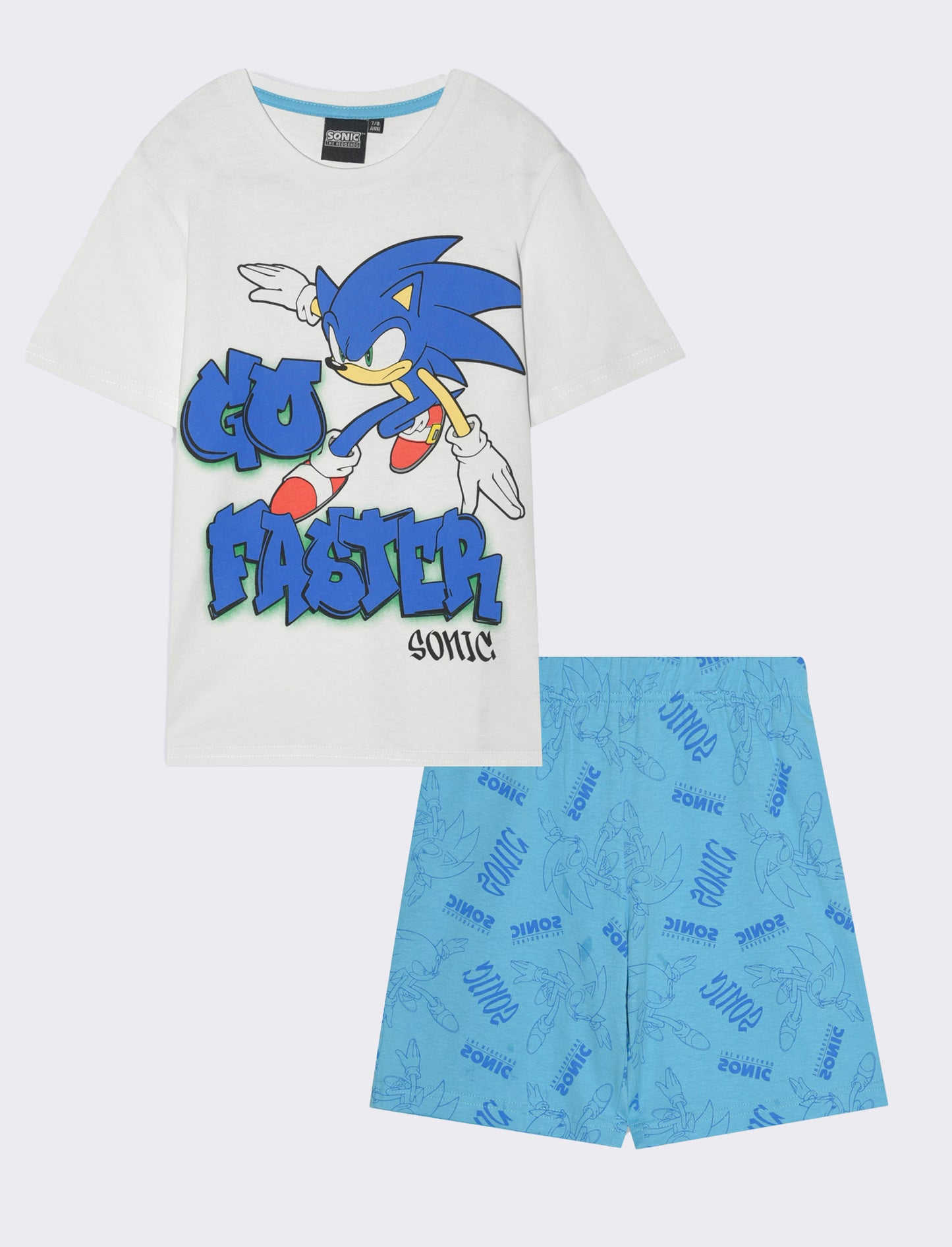 Completo con stampa Sonic da bambino - Azzurro
