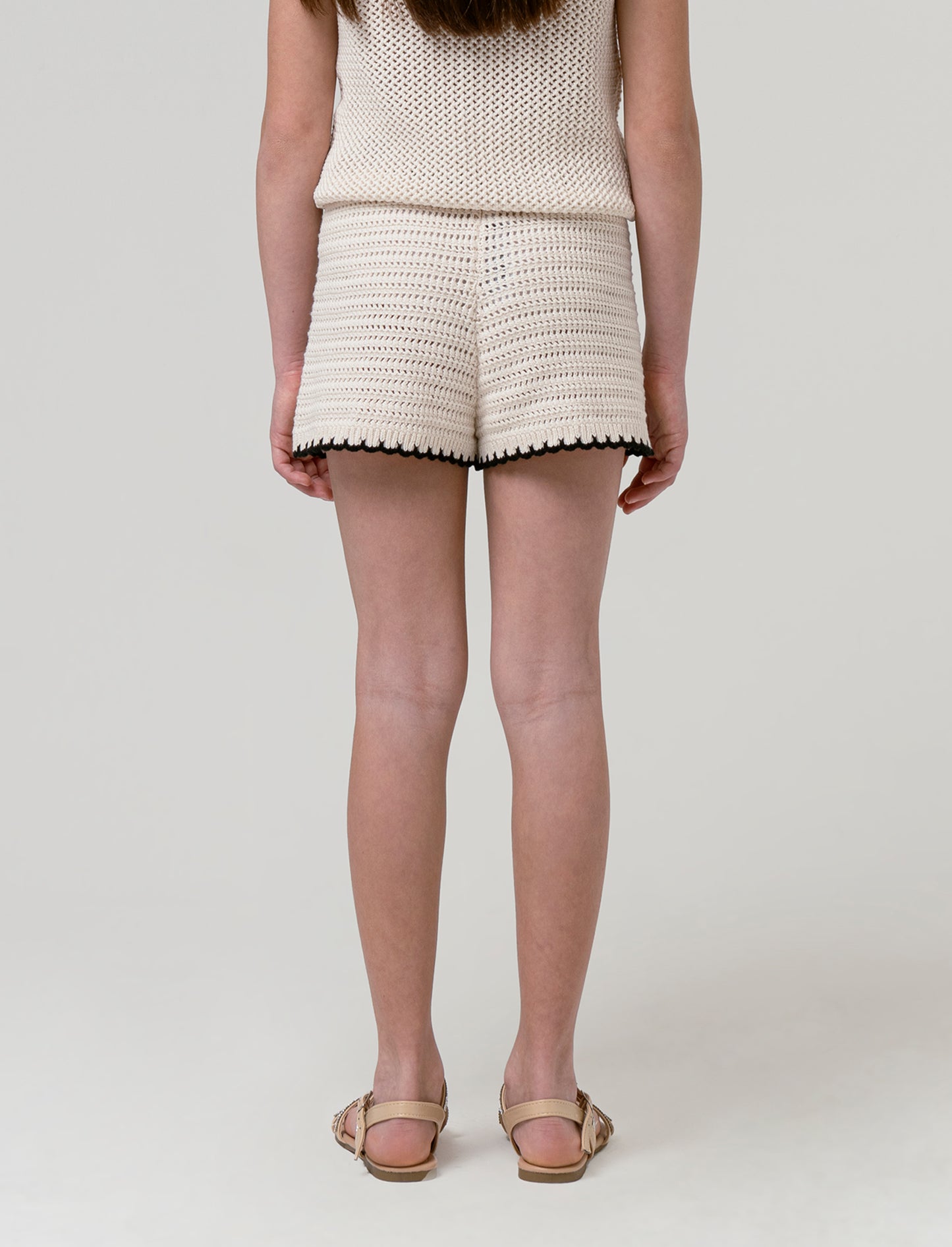 Top in maglia intrecciata da bambina - Beige