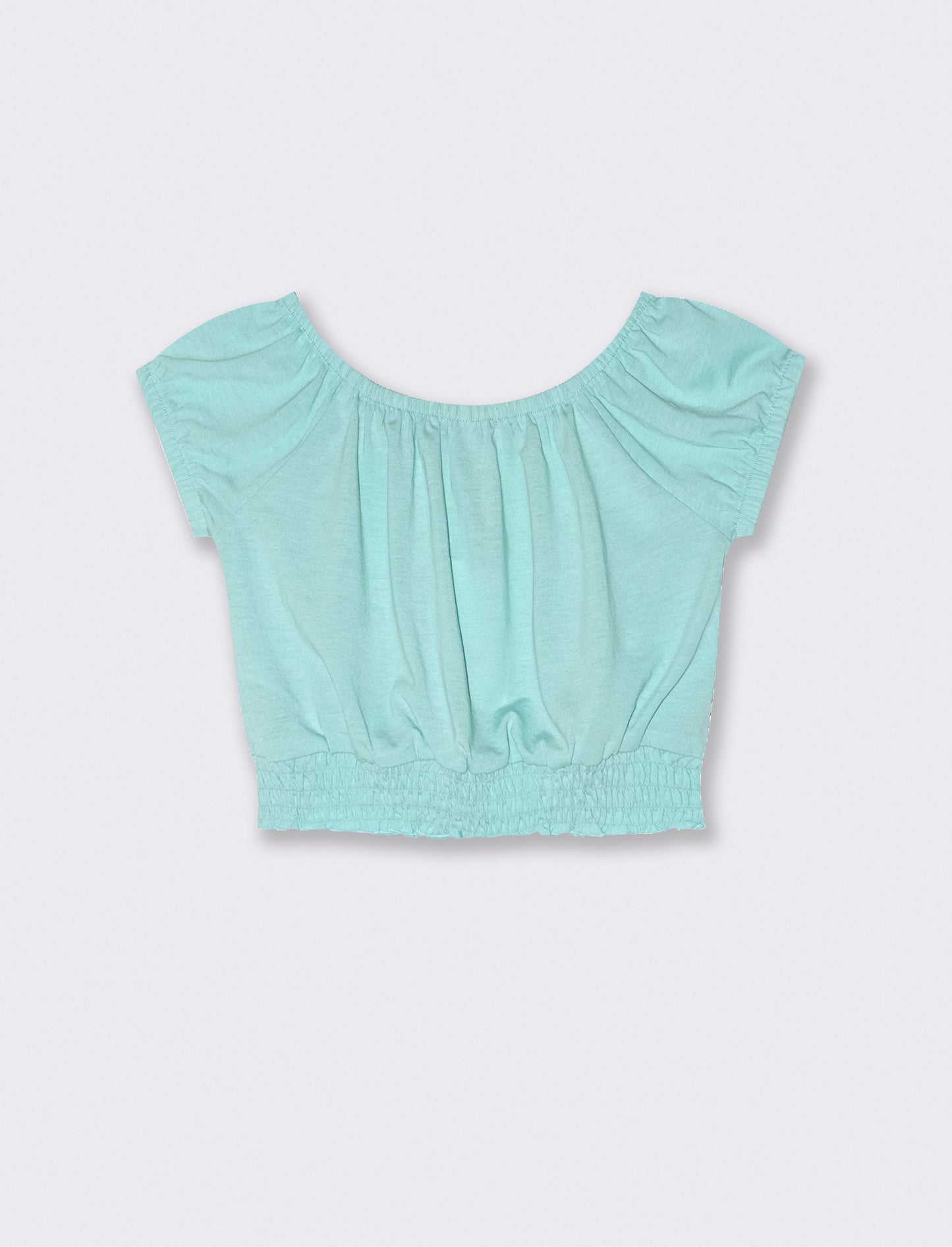 Blusa in jersey mezza manica da bambina - Verde acqua