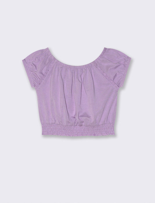 Blusa in jersey mezza manica da bambina - Lilla