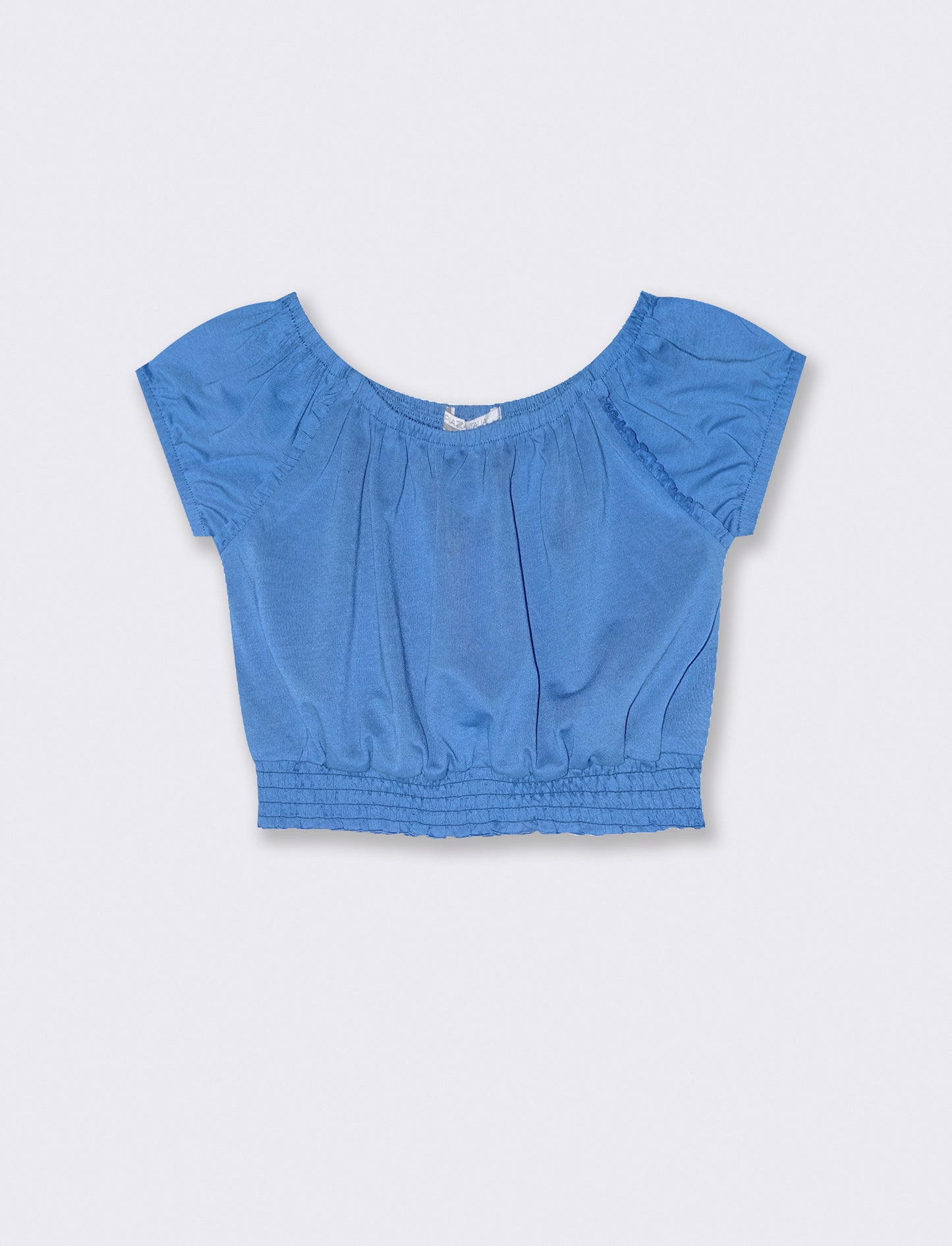 Blusa in jersey mezza manica da bambina - Blu cobalto