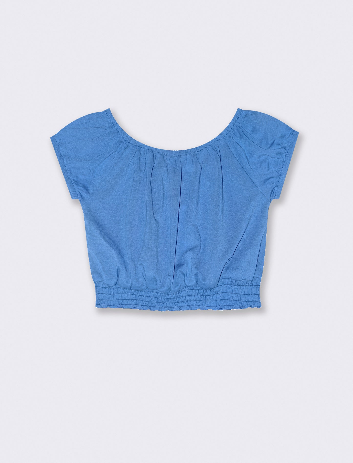 Blusa in jersey mezza manica da bambina - Blu cobalto
