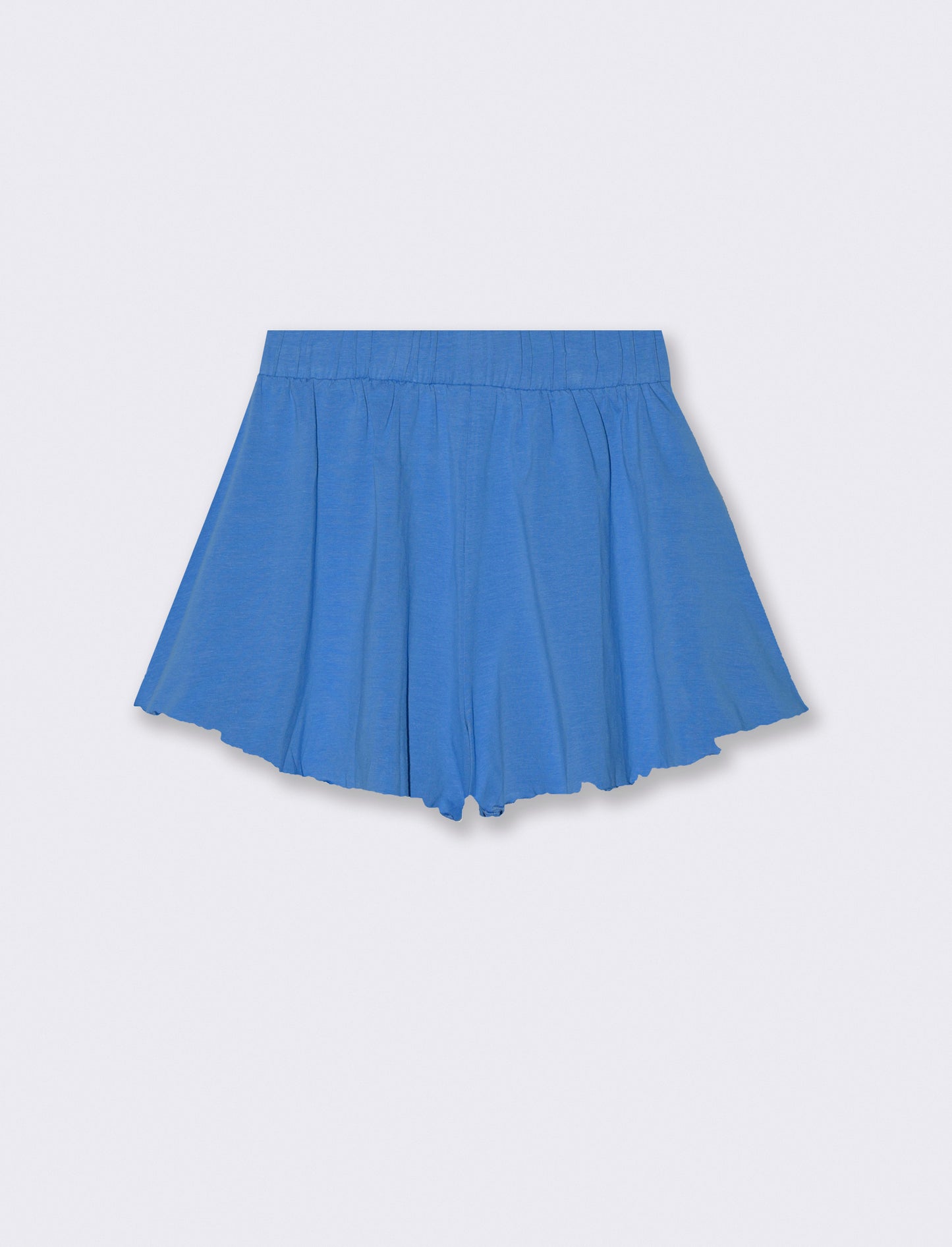 Shorts in cotone modello svasato da bambina - Blu cobalto