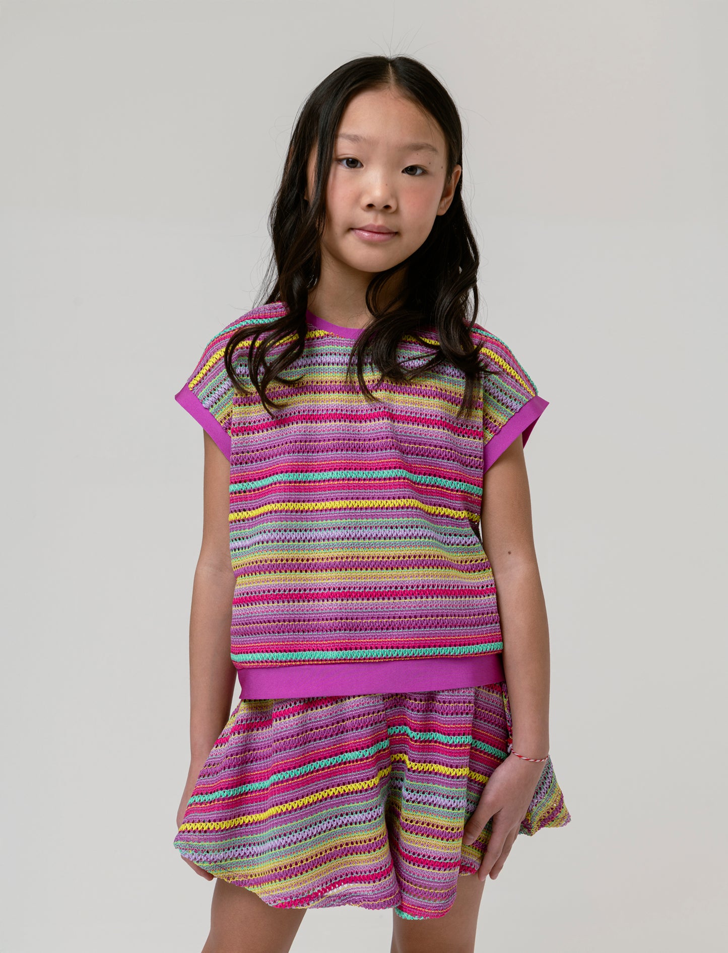 T-shirt colorata da bambina - Fuxia azalea