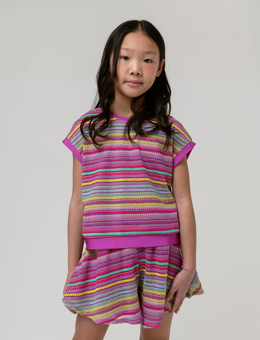 T-shirt colorata da bambina - Fuxia azalea