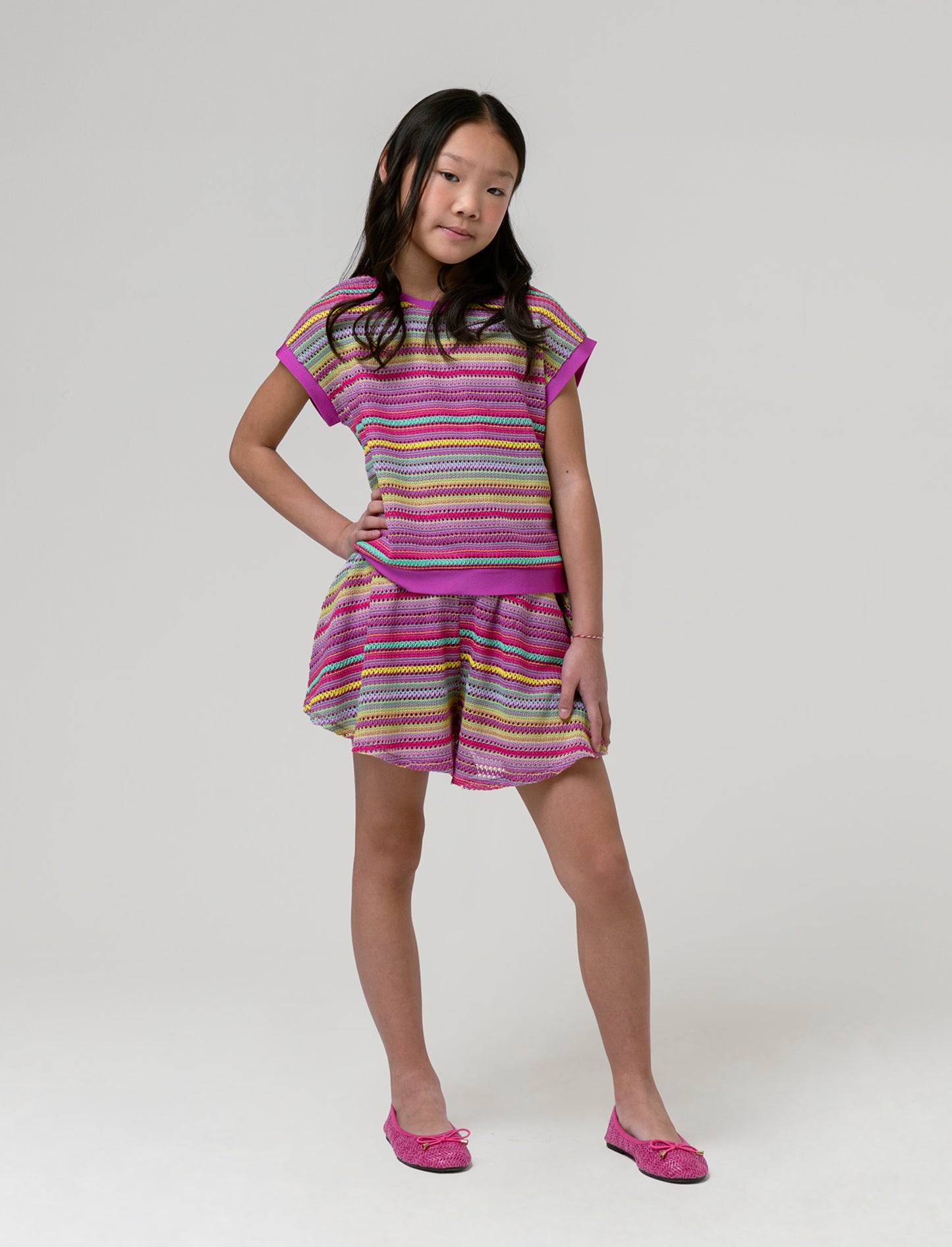 T-shirt colorata da bambina - Fuxia azalea