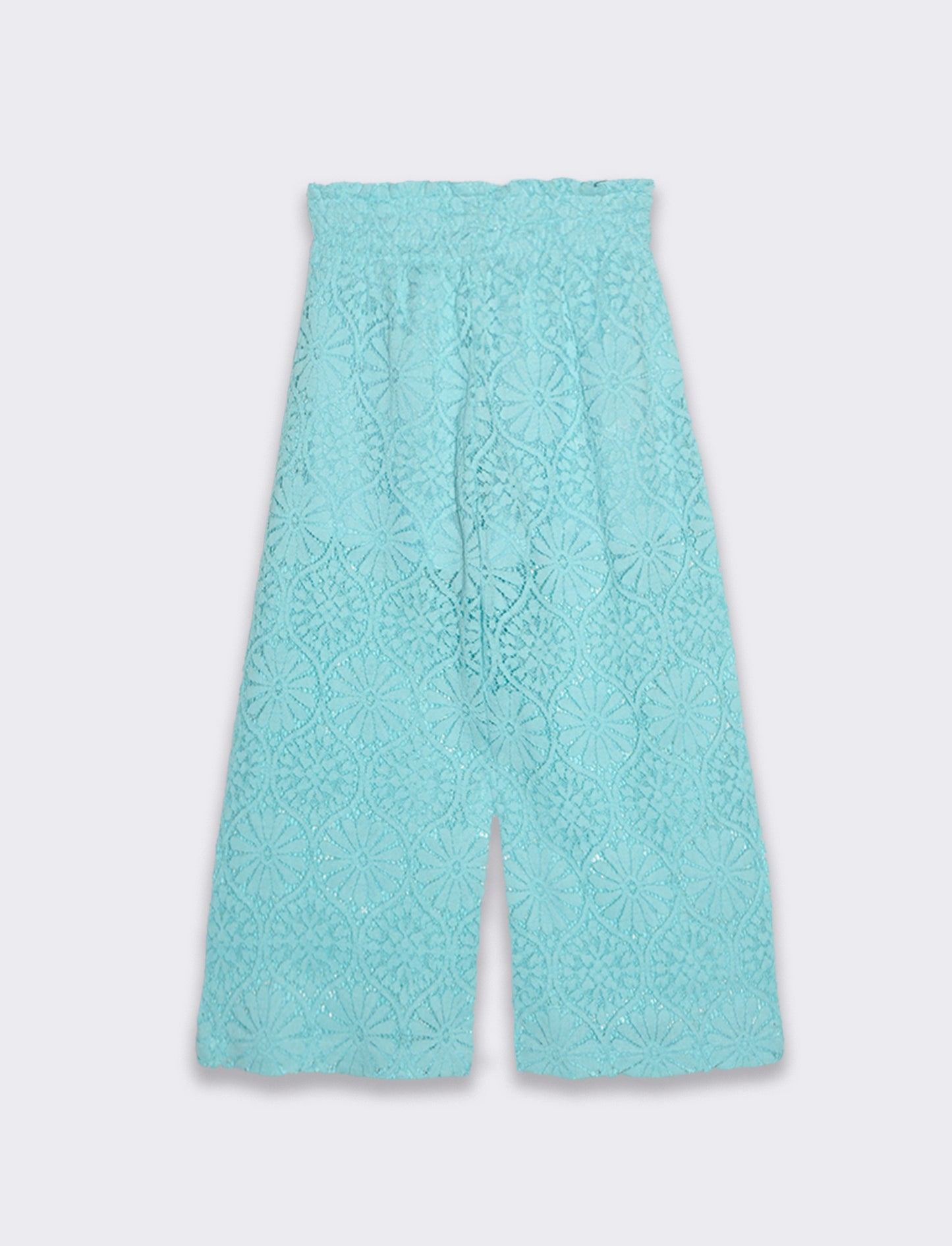 Pantalone in pizzo macramè da bambina - Verde acqua