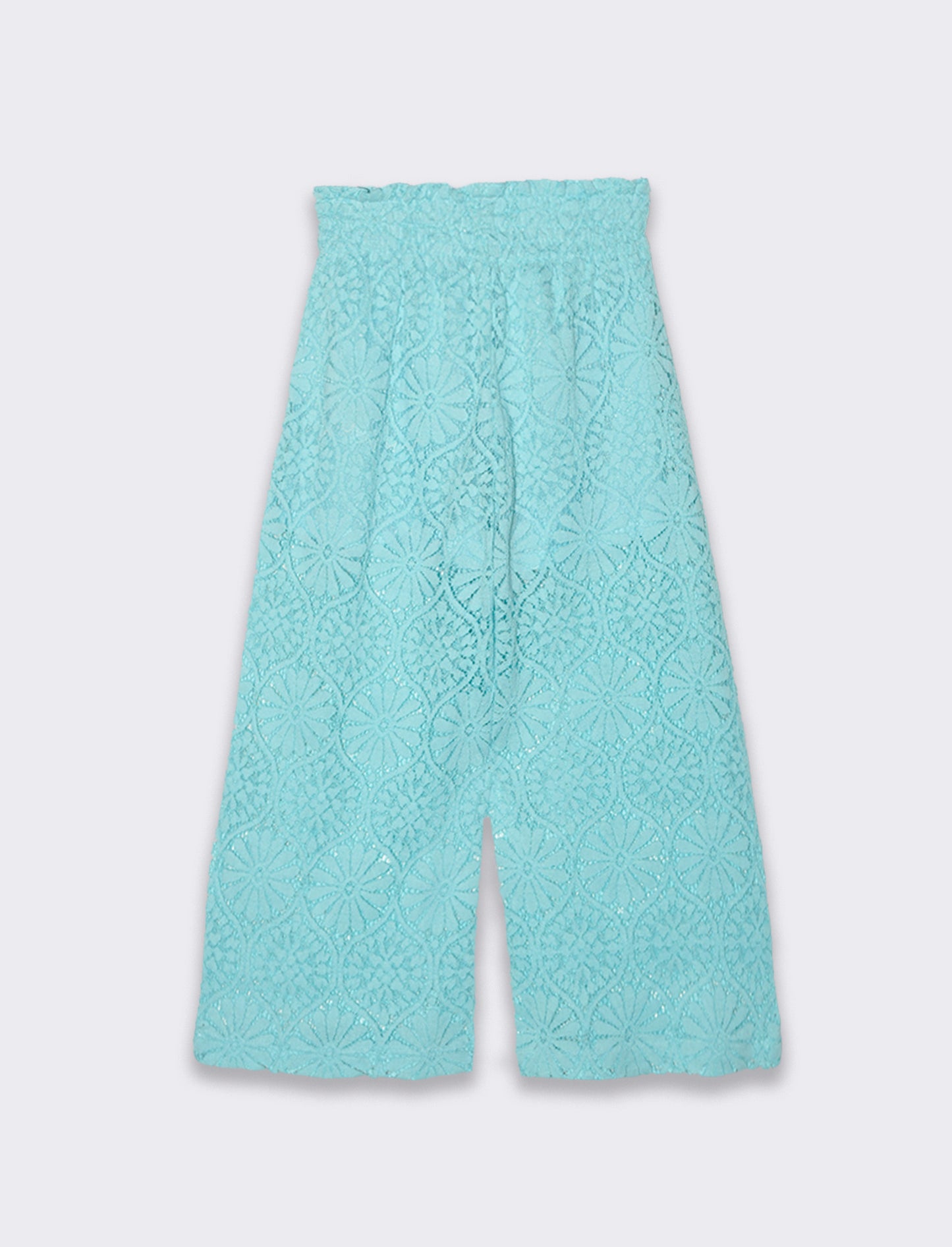 Pantalone in pizzo macramè da bambina - Verde acqua