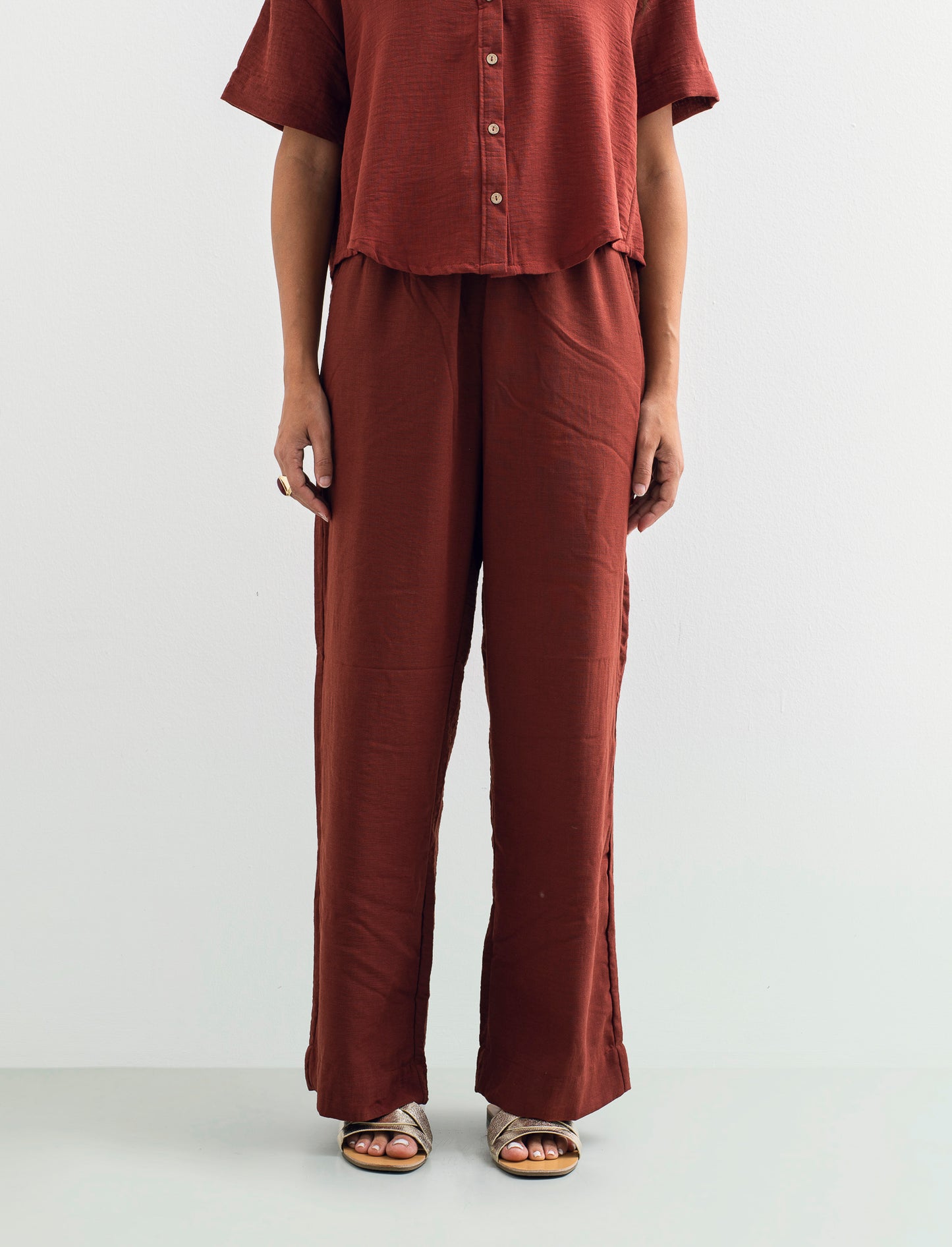 PANTALONE CON COULISSE - Marrone bruciato
