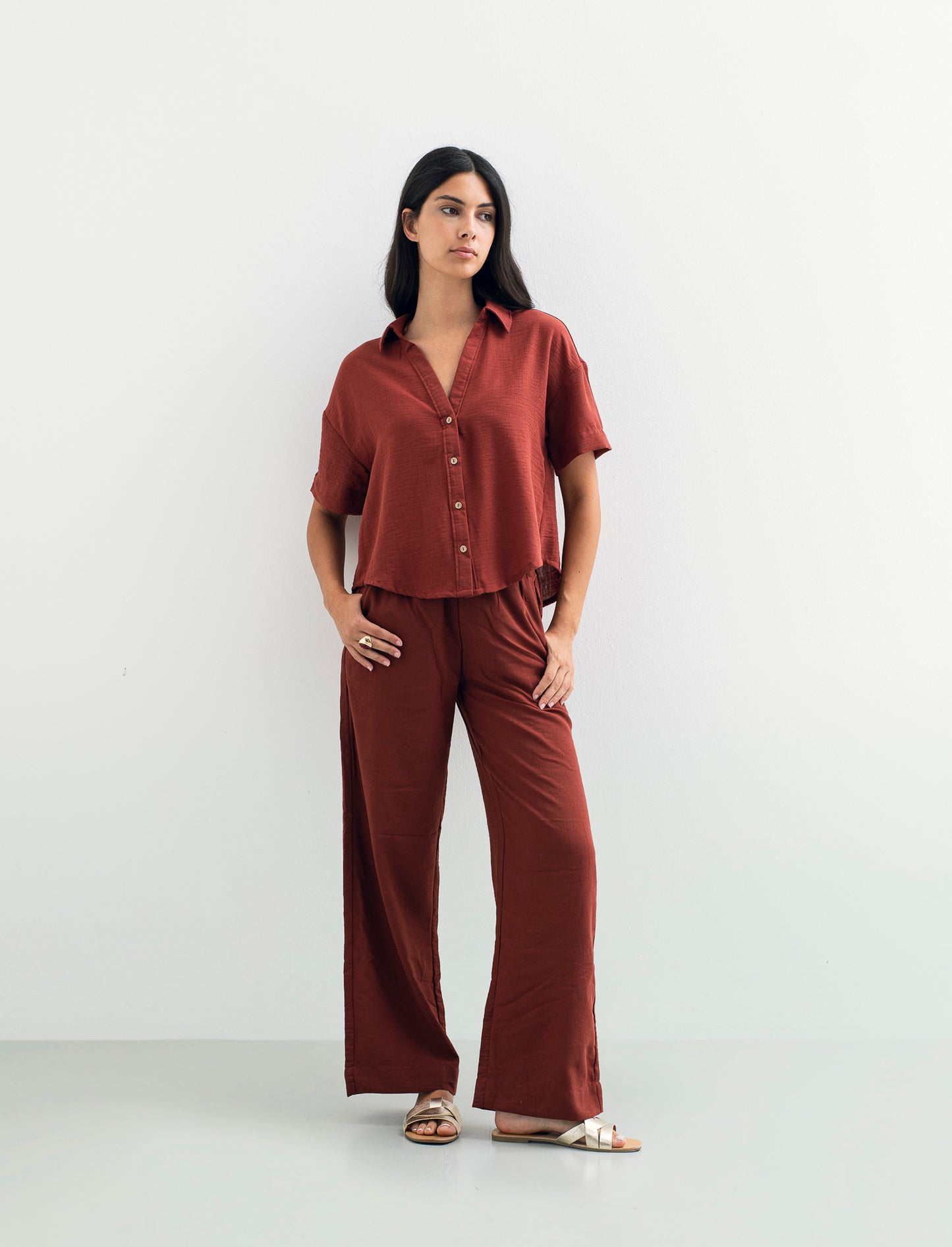 PANTALONE CON COULISSE - Marrone bruciato
