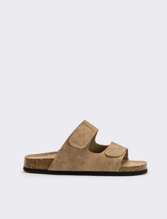 Sandalo con doppia fibbia a strappo da bambino - Beige