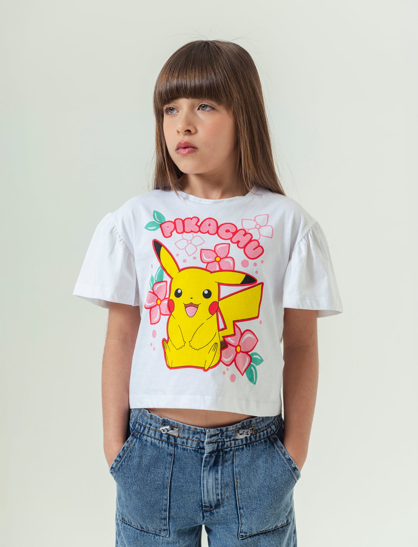 T-shirt tema Pokemon da bambina - Bianco