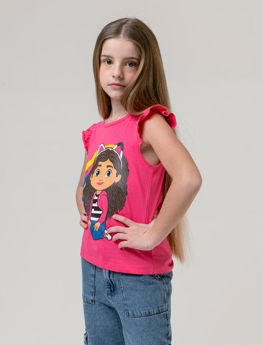 T-shirt Gabby's Dollhouse da bambina - Fuxia