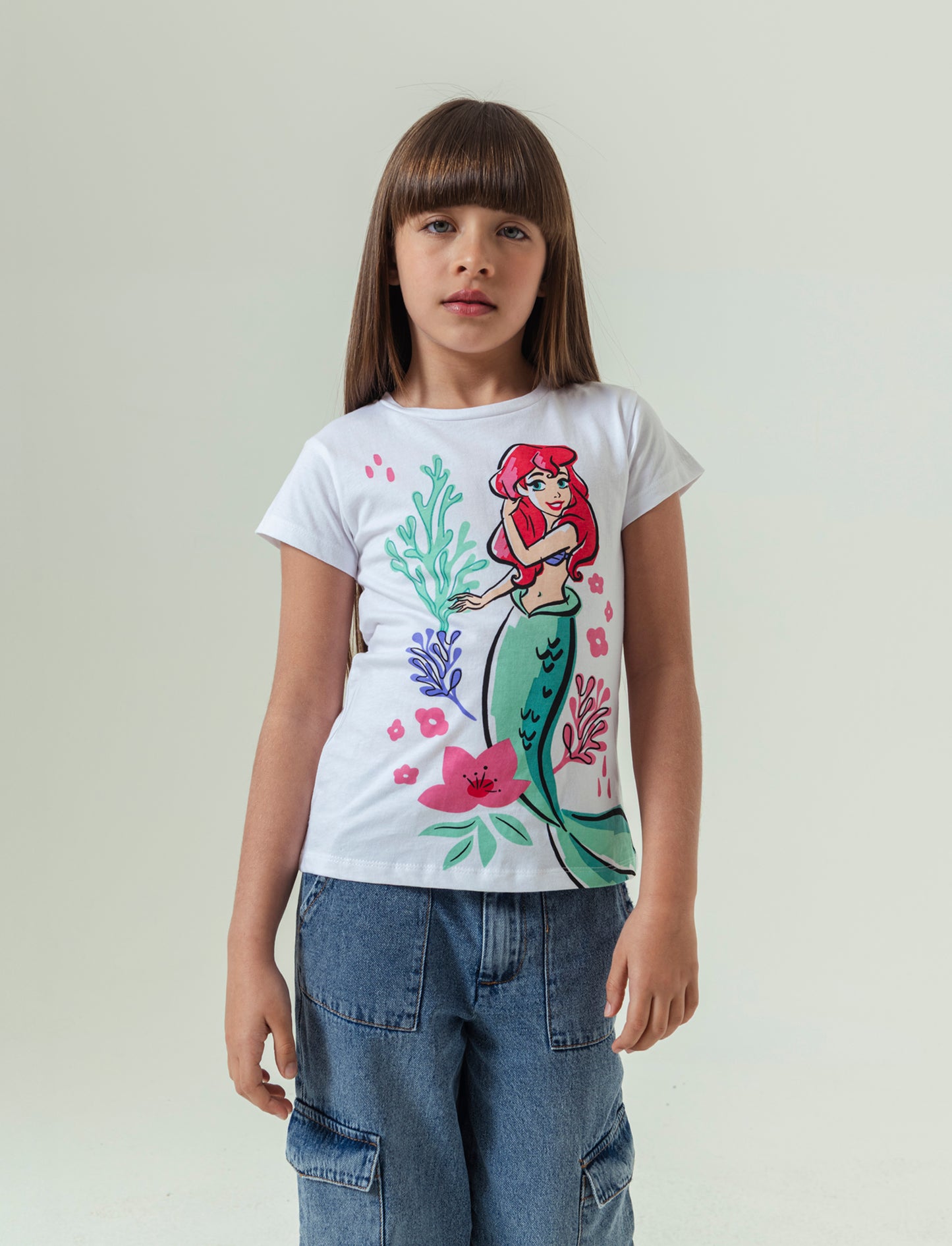 T-shirt Disney Ariel da bambina - Bianco