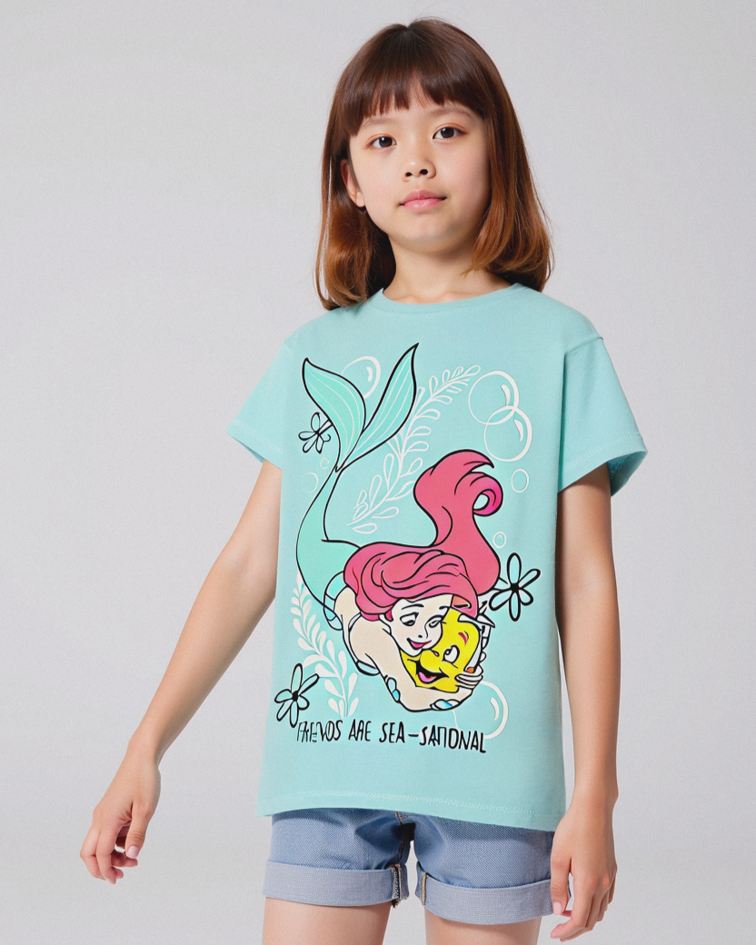 T-shirt Disney Ariel da bambina - Verde acqua
