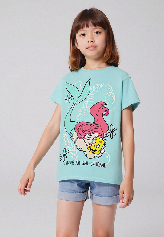 T-shirt Disney Ariel da bambina - Verde acqua