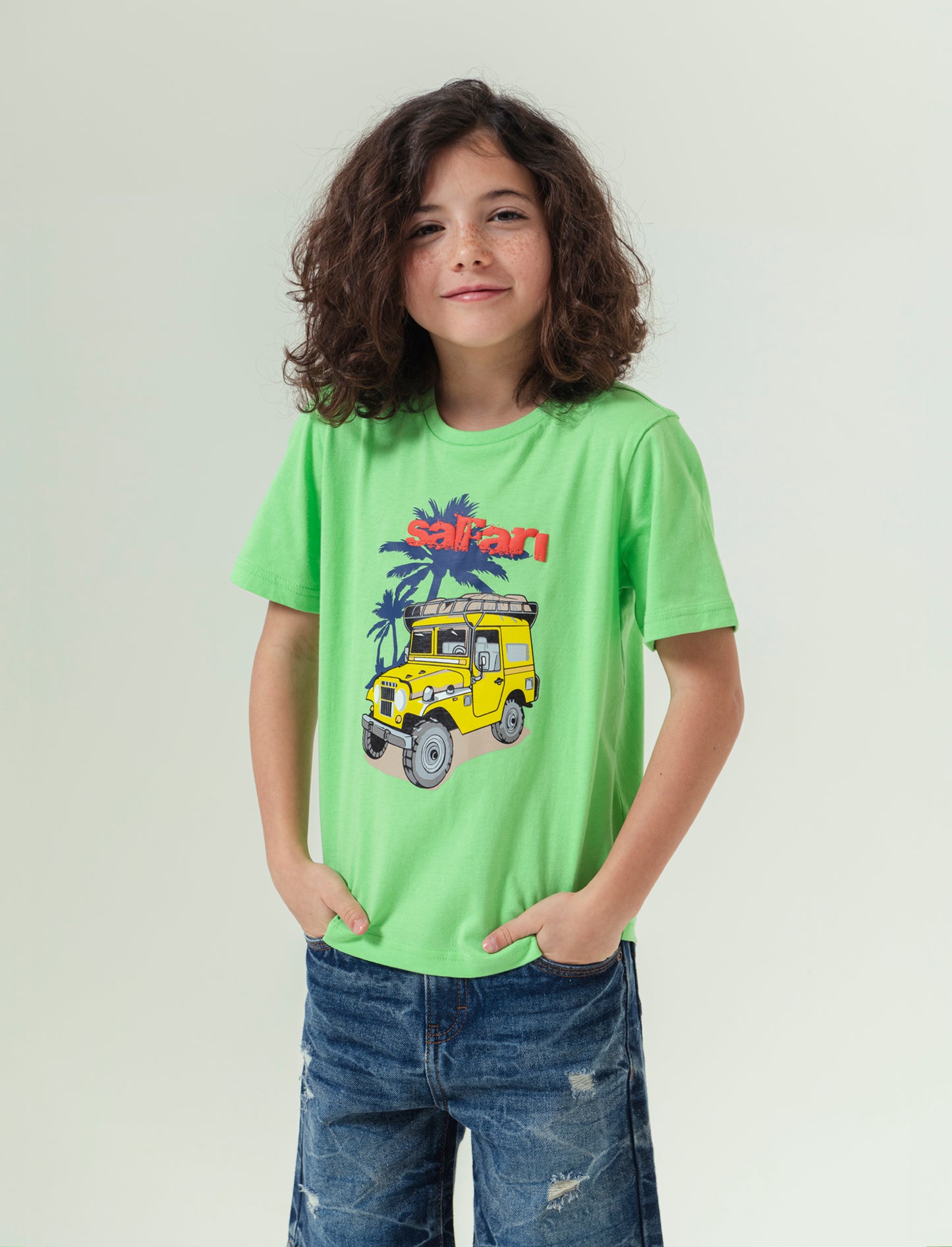 T-shirt basica in cotone da bambino - Verde mela