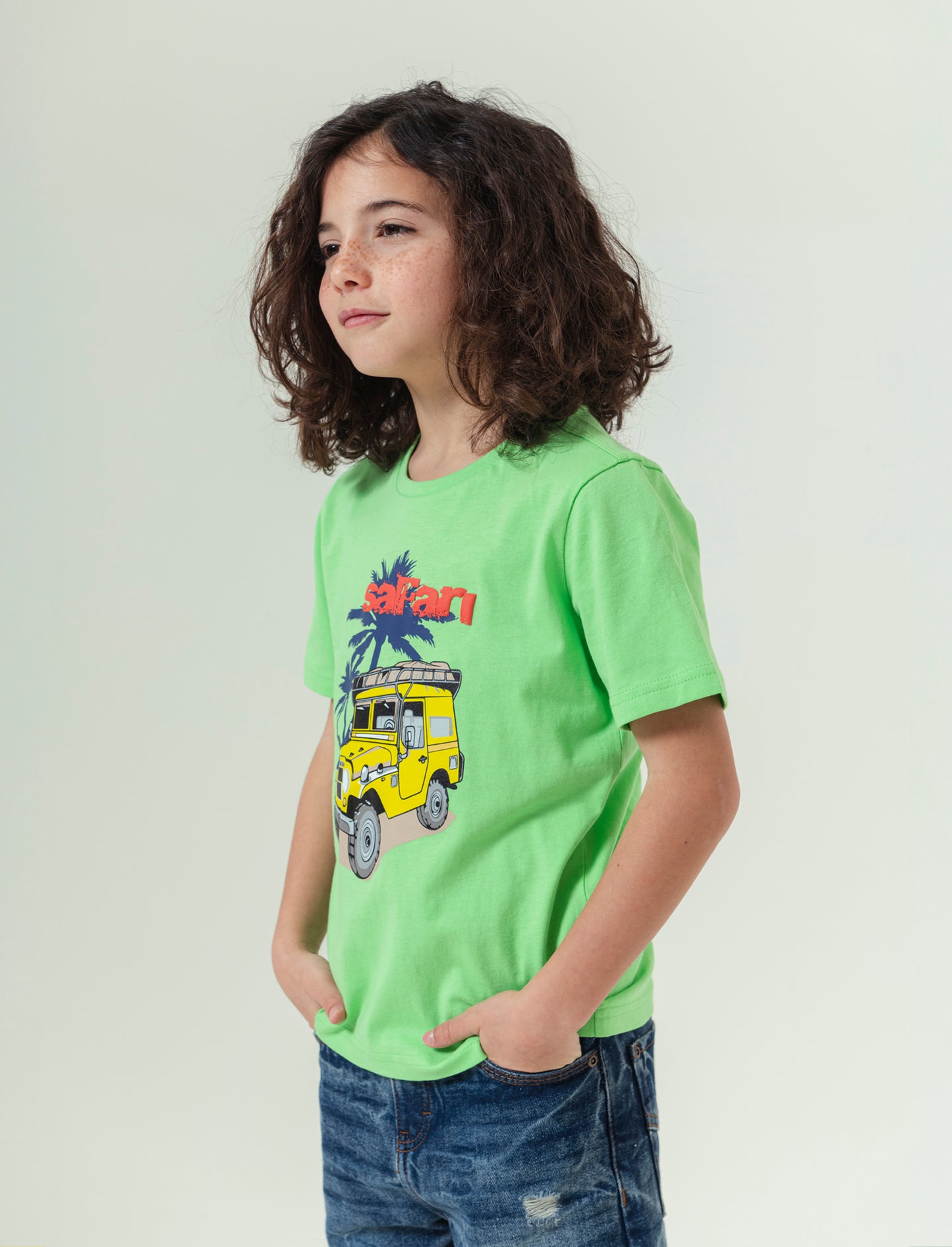 T-shirt basica in cotone da bambino - Verde mela