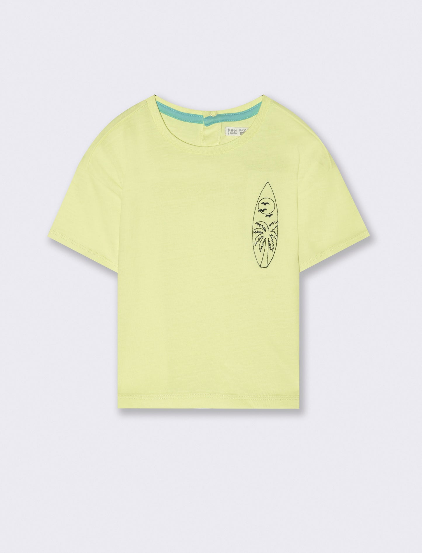 T-shirt fluo con ricamo da neonato - Giallo