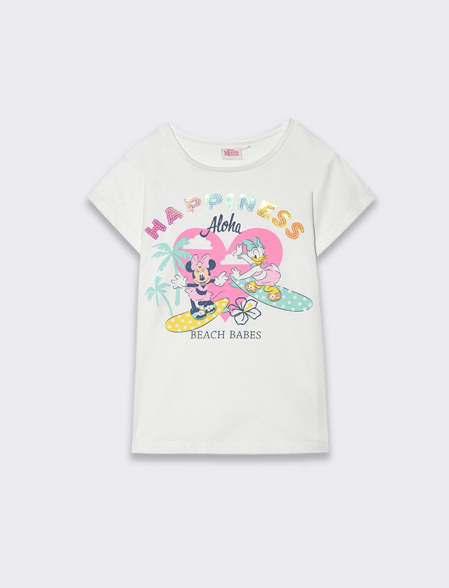 T-shirt Disney Minnie and Daisy con paillettes da bambina - Bianco