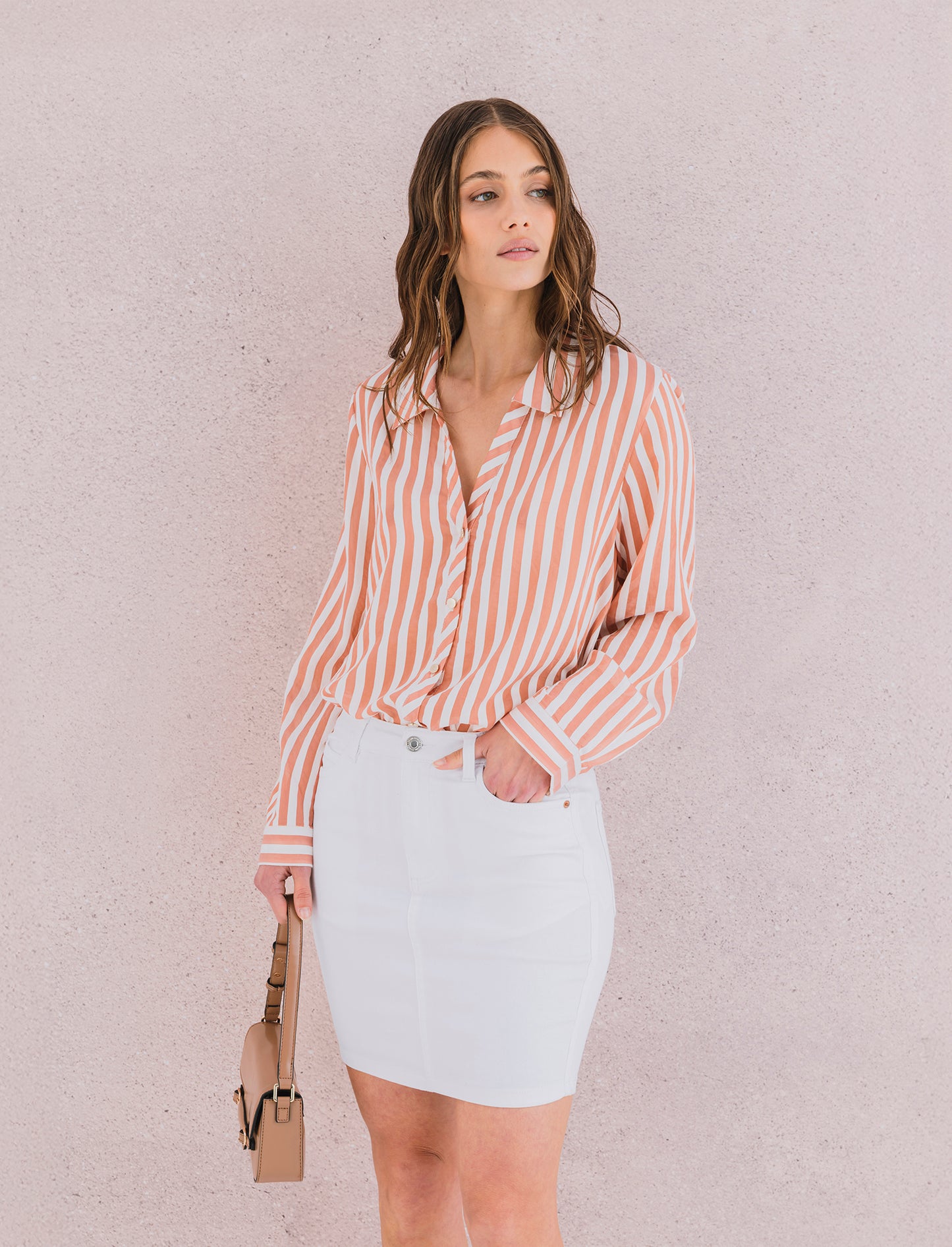 T-SHIRT IN PIZZO - Rosa polvere