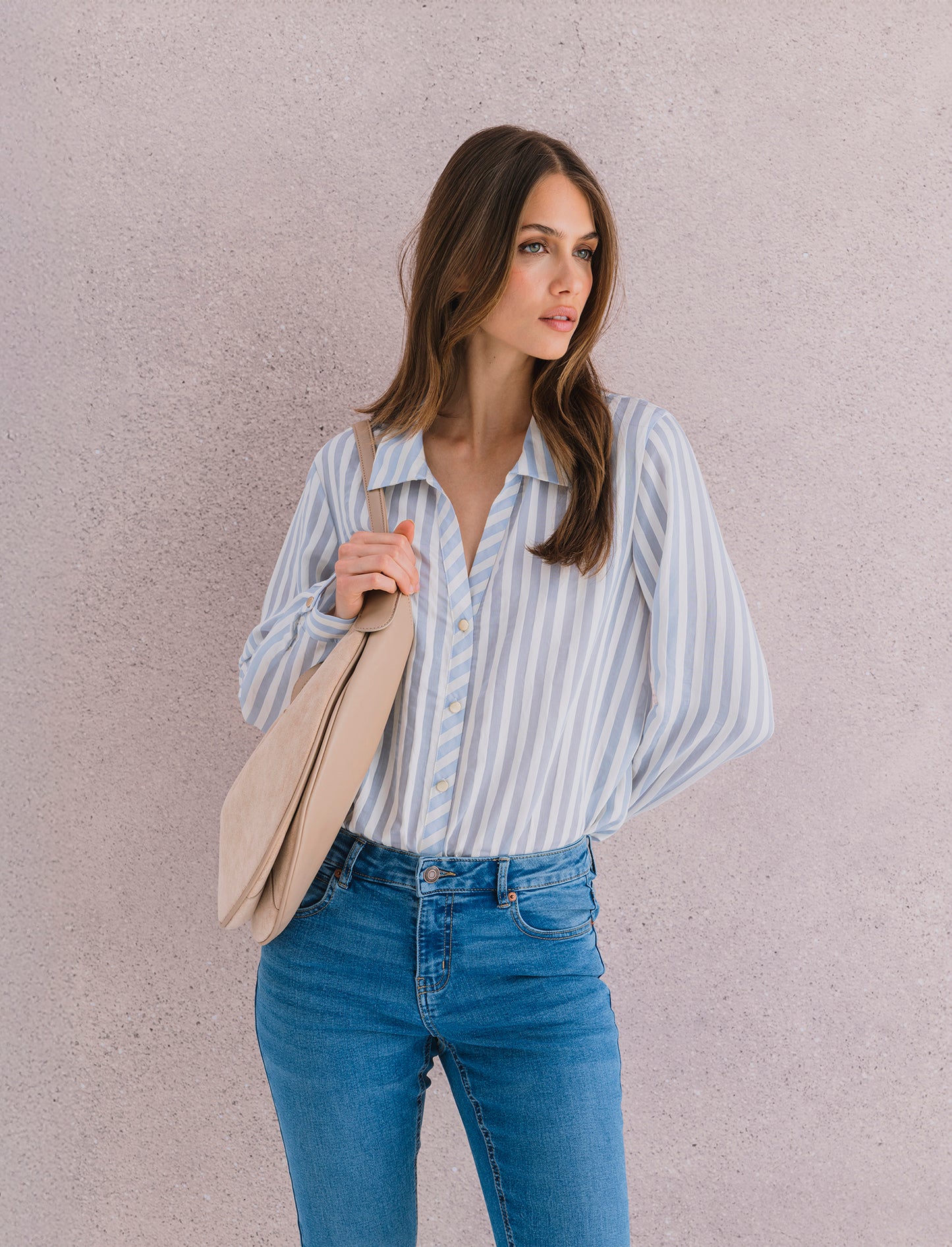 T-SHIRT IN PIZZO - Celeste