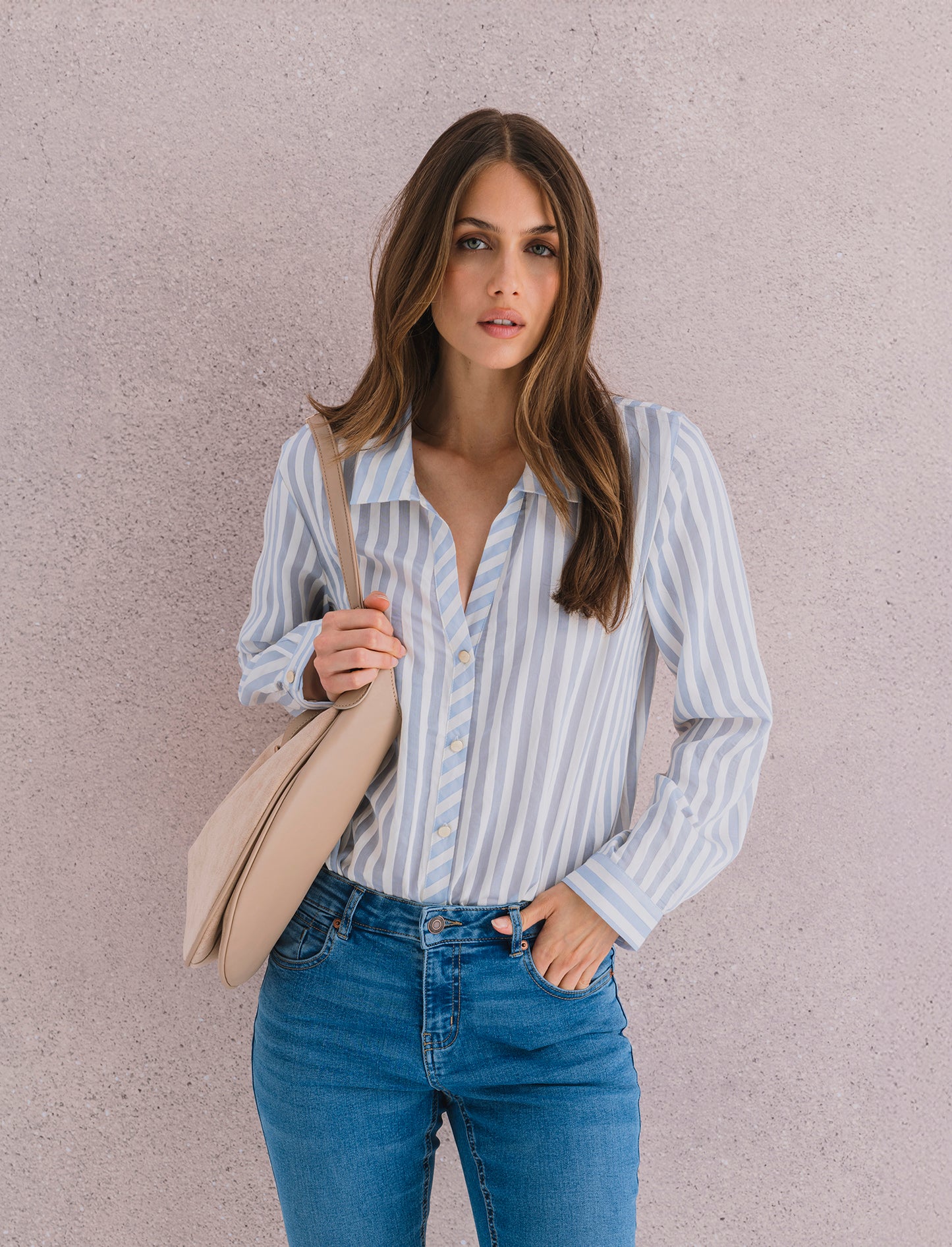 T-SHIRT IN PIZZO - Celeste