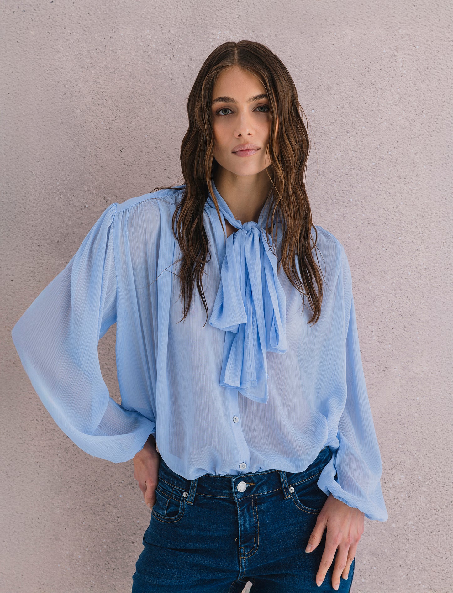 CAMICIA CON FUSCIACCA - Celeste