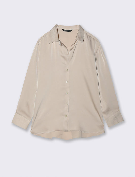 CAMICIA IN SATIN - Sabbia