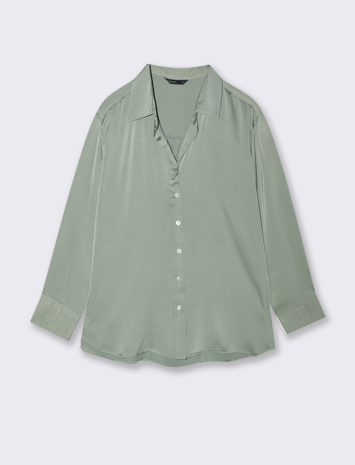 CAMICIA IN SATIN - Verde foresta