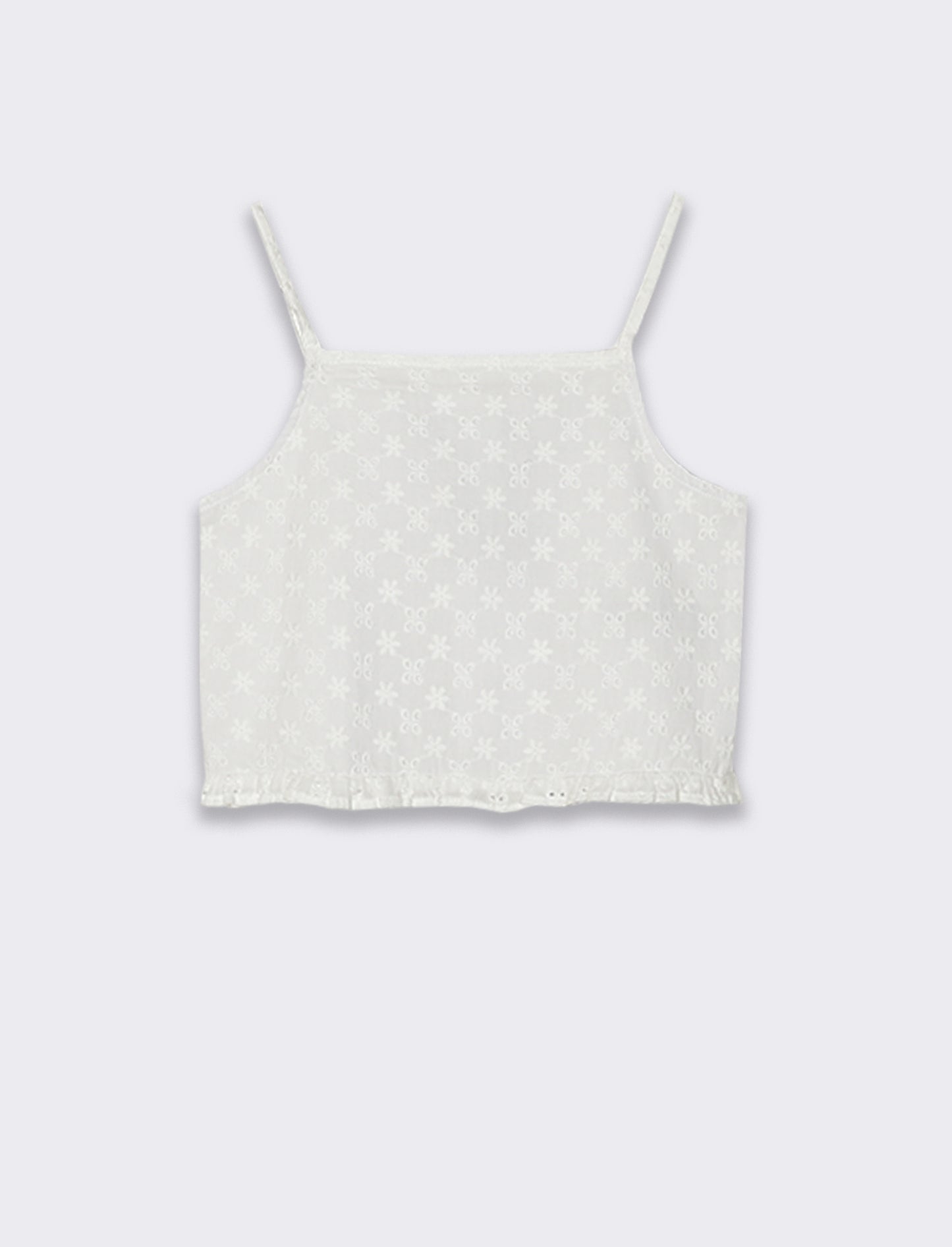 Top in sangallo da bambina - Bianco sporco
