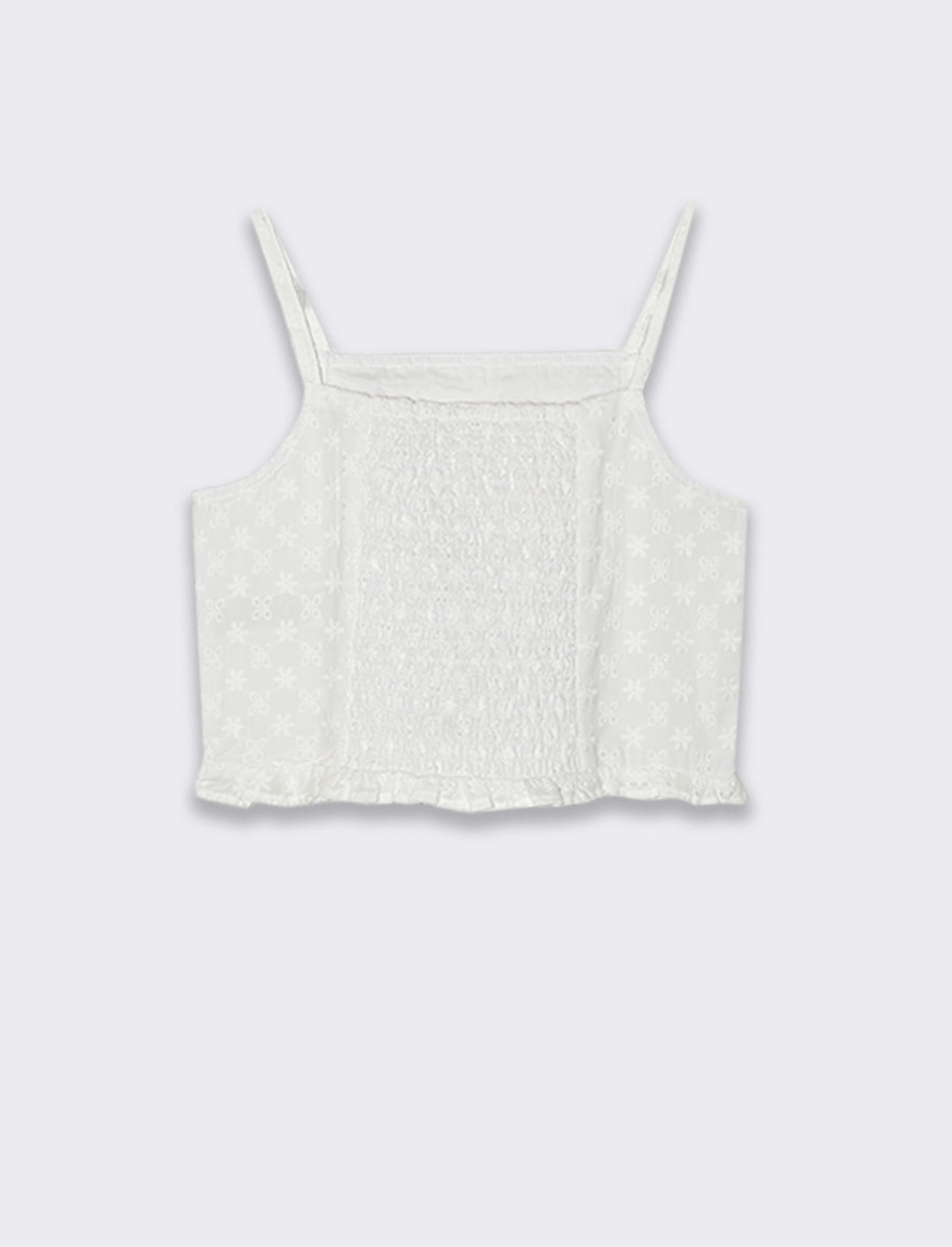 Top in sangallo da bambina - Bianco sporco