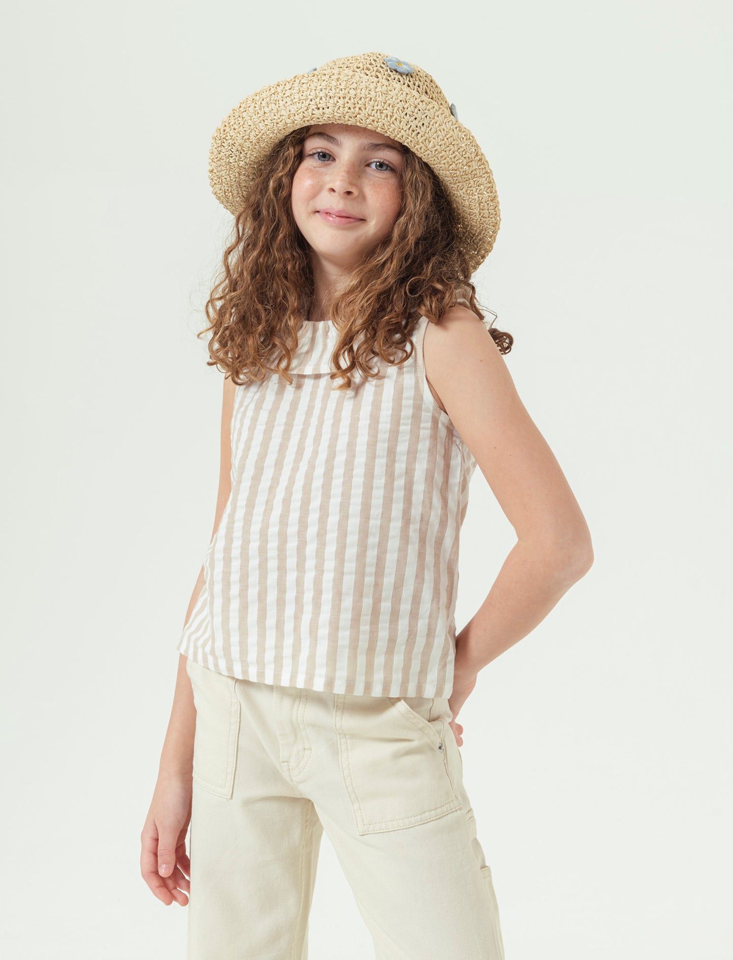 Top in cotone a righe da bambina - Righe