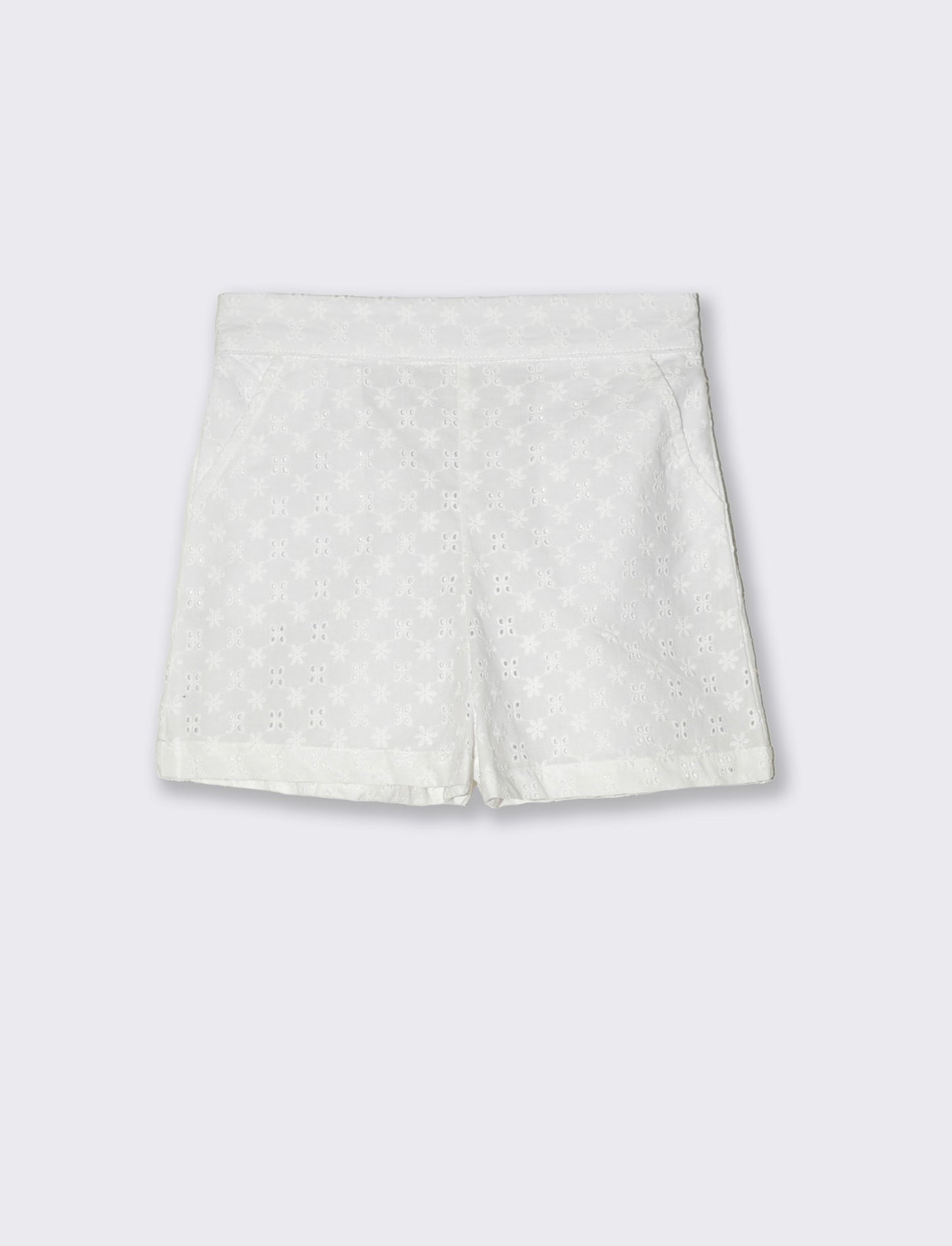 Short in sangallo da bambina - Bianco sporco