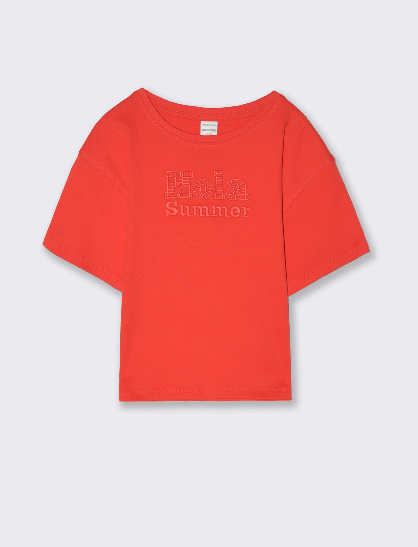 T-shirt con ricamo da bambina - Rosso